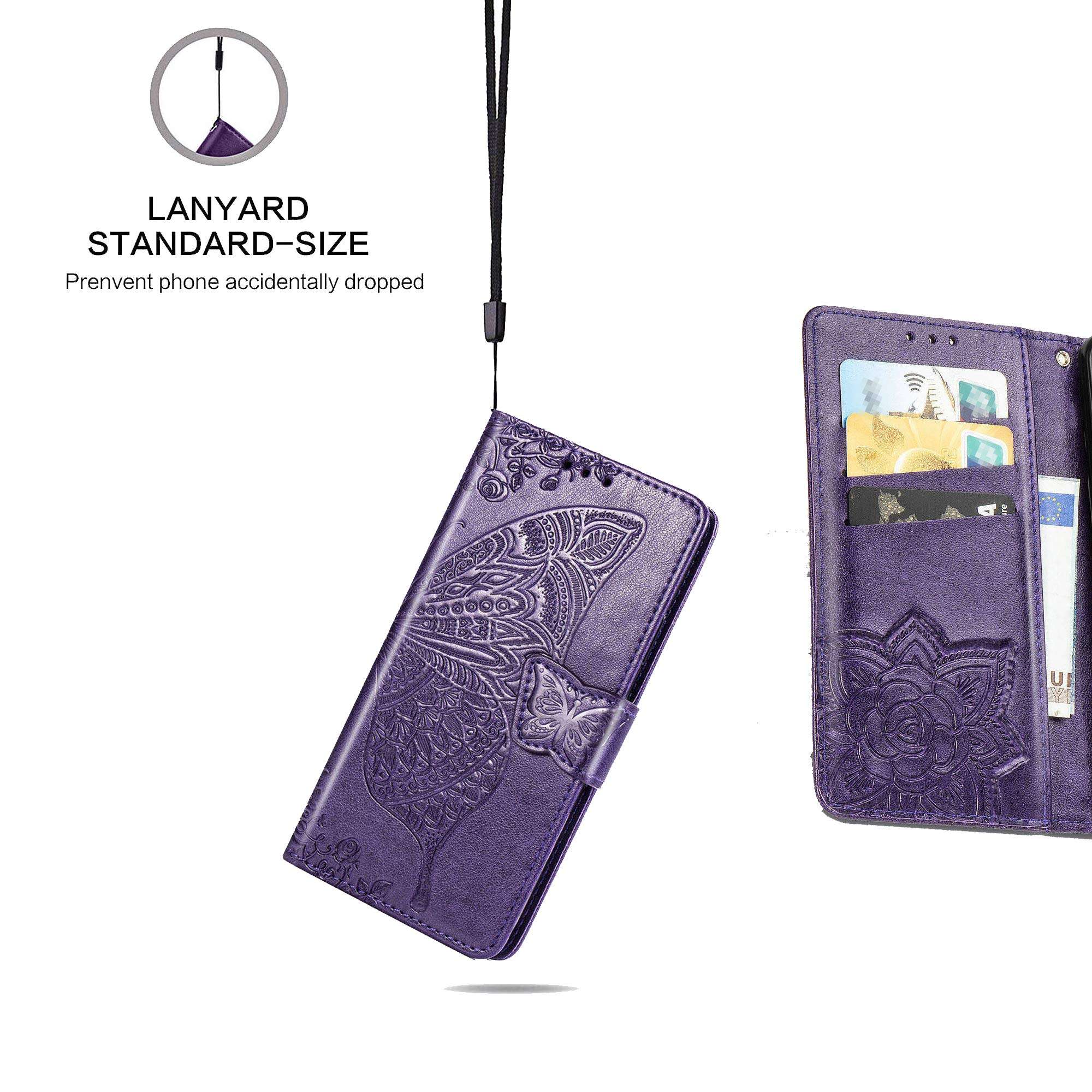 Stilluxy s 20 FE case Wallet flip case 4g 5g Compatible with Samsung Galaxy s20 fe Phone Cover Butterfly Floral for Women and Girl s 20 s20efcase 6.5 inch (Dark Purple) 3