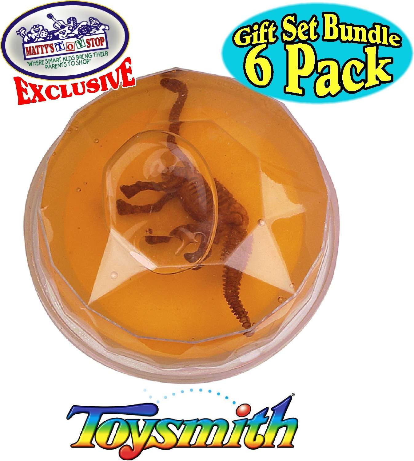 Toysmith Dinosaur Putty Fossil Discovery (Slime) Complete Gift Set Party Bundle with Exclusive Matty's Toy Stop Storage Bag - 6 Pack 3