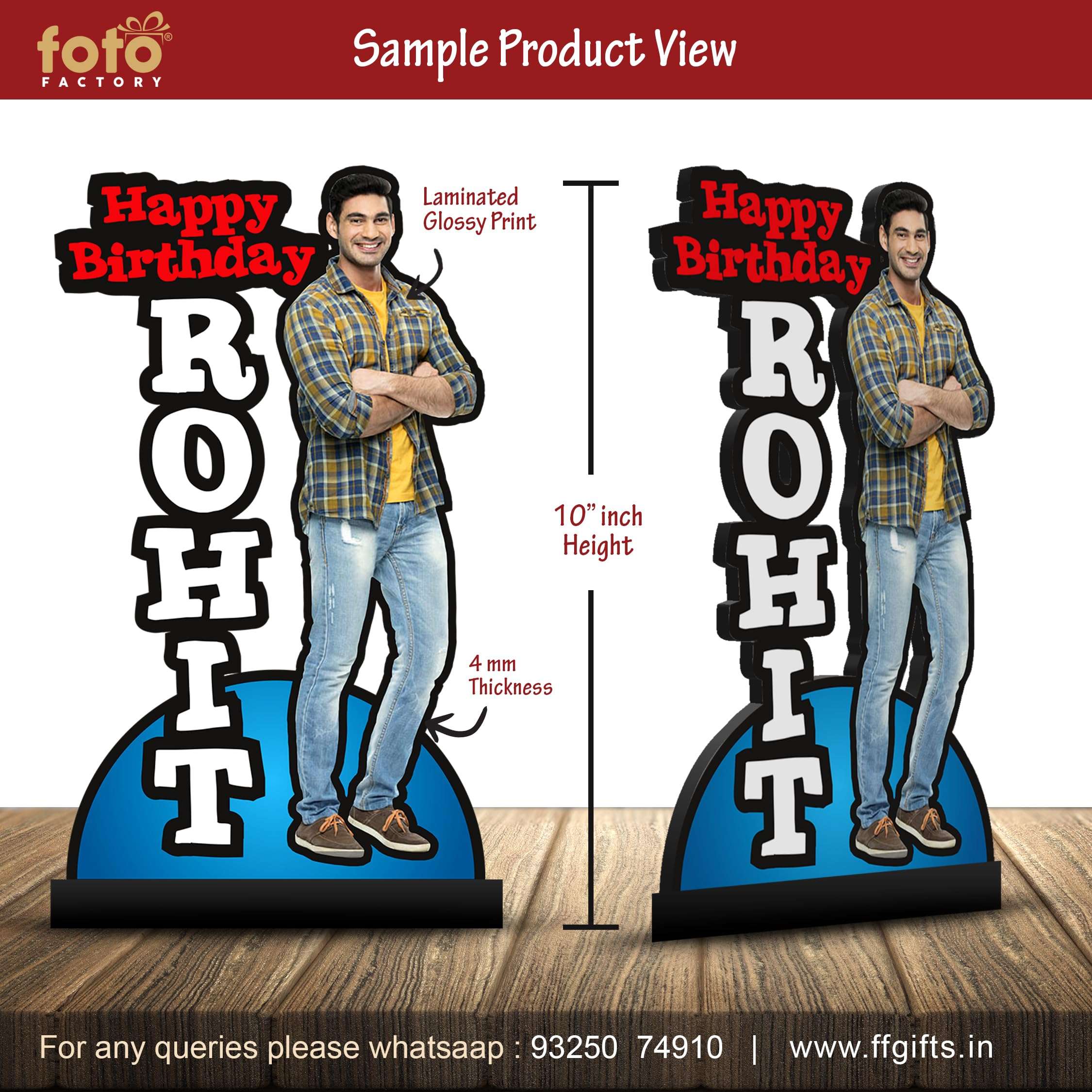 Foto Factory Gifts Personalized Wooden Photo Cutout Caricature with Name Customised Gift for Birthday (Size 10 inch x 8 inch, Multicolor, CUT0005) 3