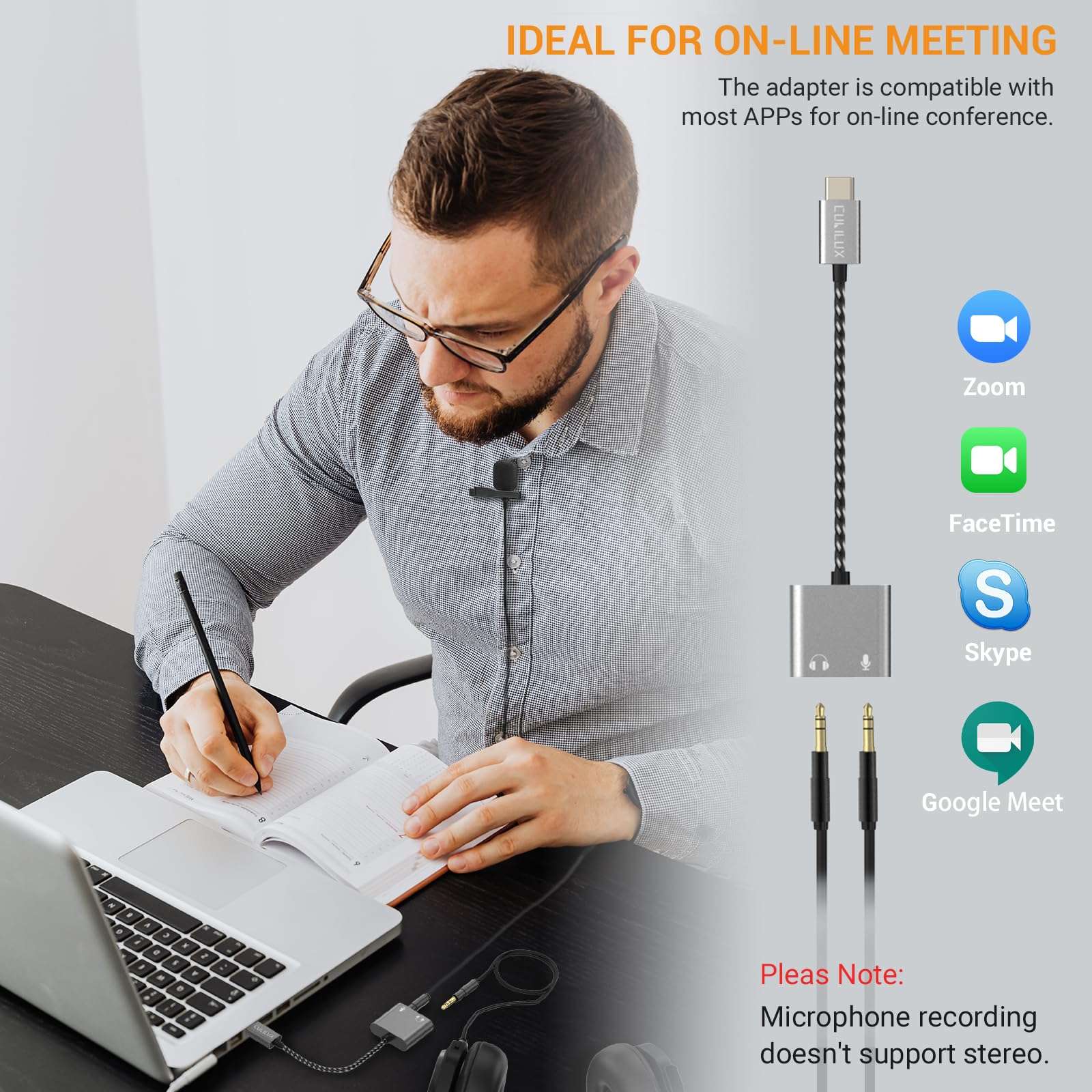 Cubilux USB C to TRS Microphone Headphone Splitter, Type C to 3.5mm Audio MIC Adapter Compatible with Google Pixel 8/7/6 Pro, Pixel 7a/6a, Pixel Fold, Pixel Tablet, Samsung S24/S23/S22/S21 Ultra More 4