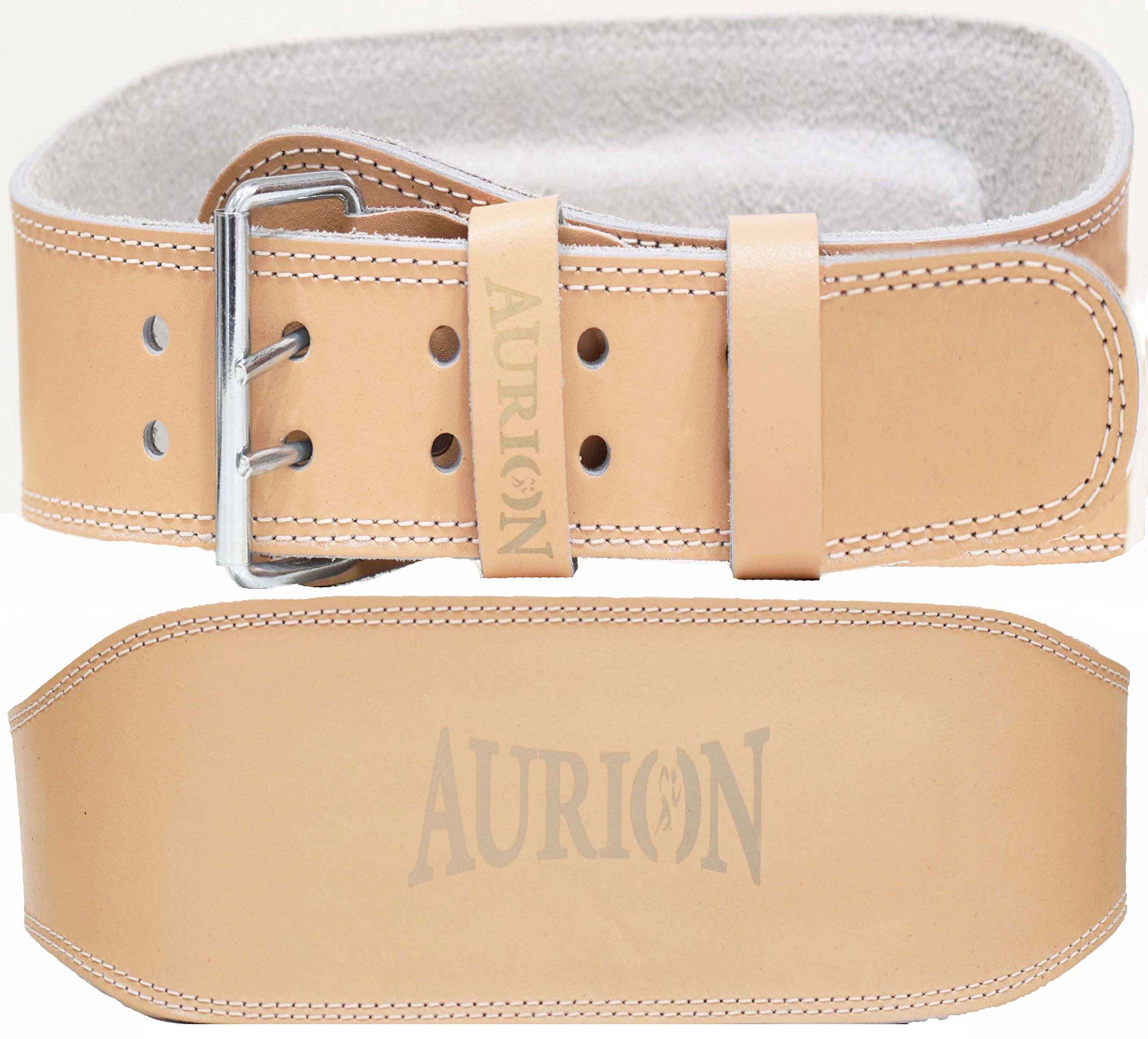 Aurion Genuine Leather Weight Lifting Belt Body Fitness Gym Back Support for Heavy Lifting Belt 1