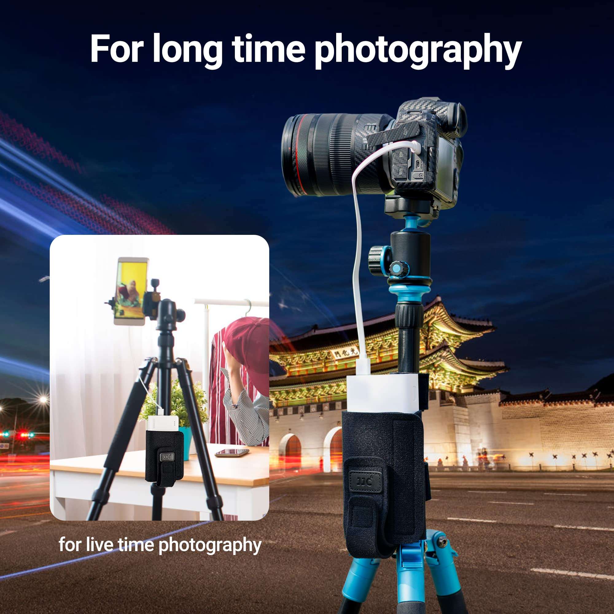 JJC Equipment Mounting Strap for Power Bank on Tripod for Long Time Photography,Remote/Off-Camera Flash Holder Strap for Photographer Videographer,Hard Drive/Computer Power/Smartphone Holder Strap 6