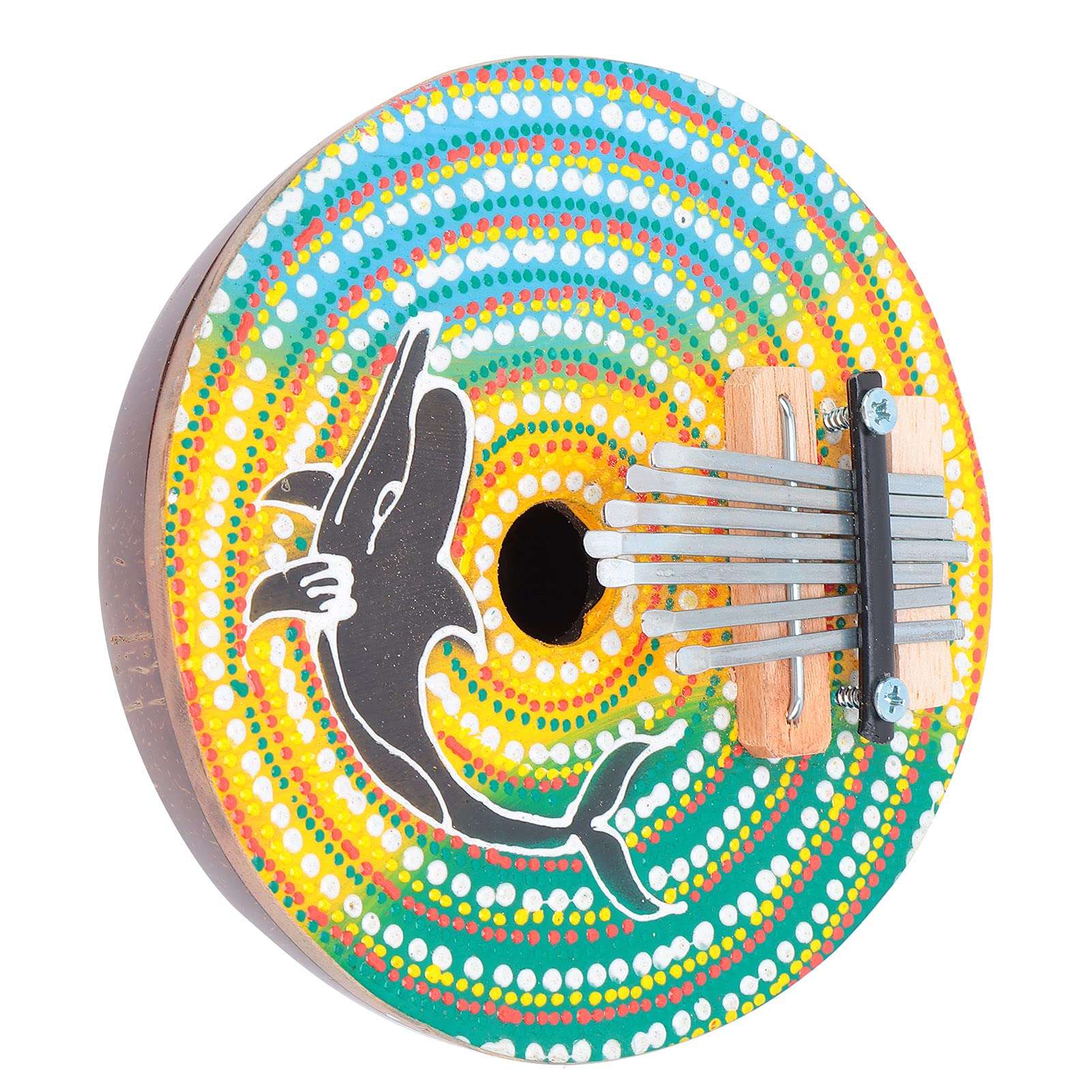 Kalimba, Painted Finger Piano Mini Coconut Shell Shape Adjustable with Natural Wood Grain for Create Music 1