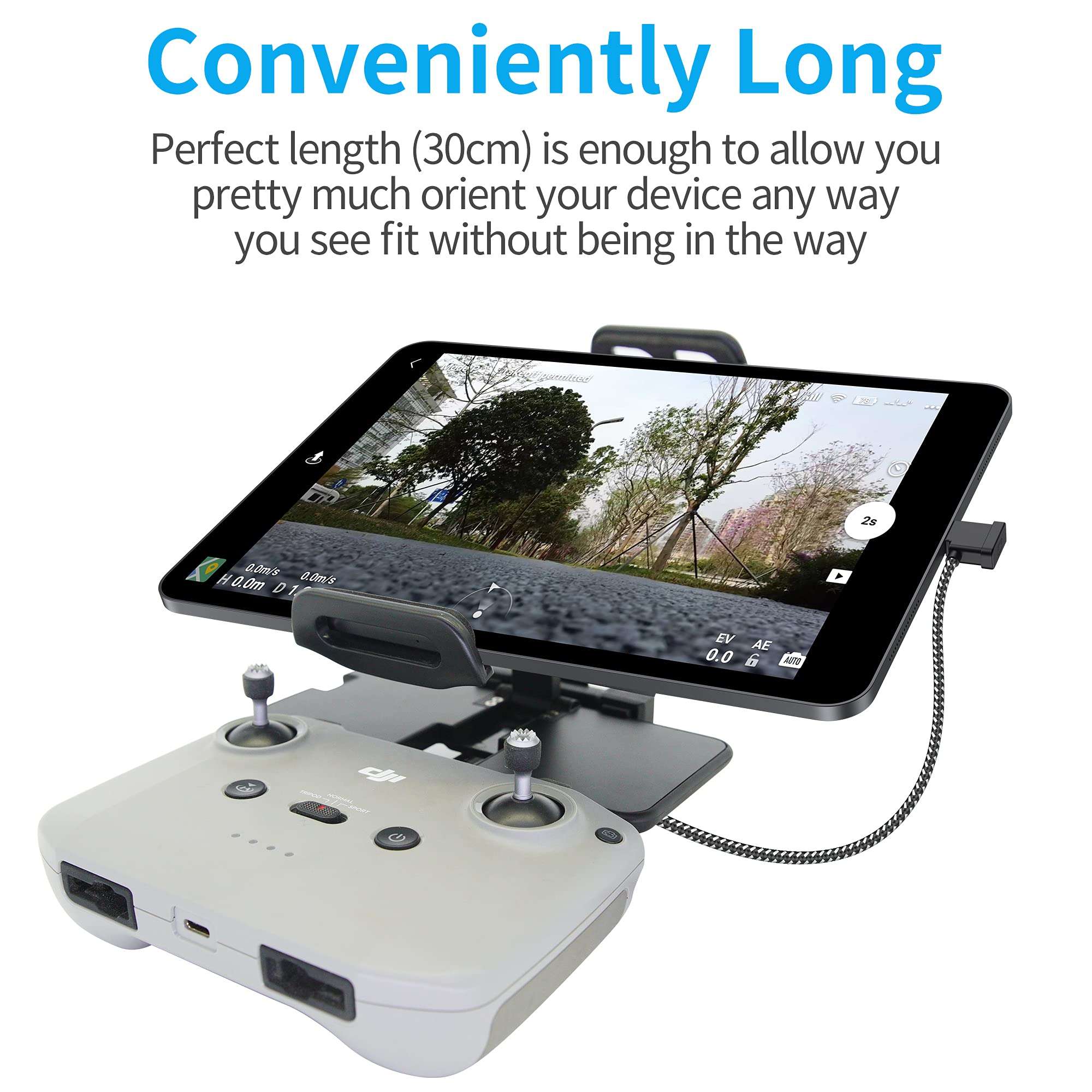 KOOWOD 1FT 90 Degree RC USB C to Type C Phone Tablet OTG Data Cable Right Angle Connector Cord for DJI Mavic 3, Mini 2, Mavic Air 2, Air 2S Remote Controller Accessories (1 Pack) 4