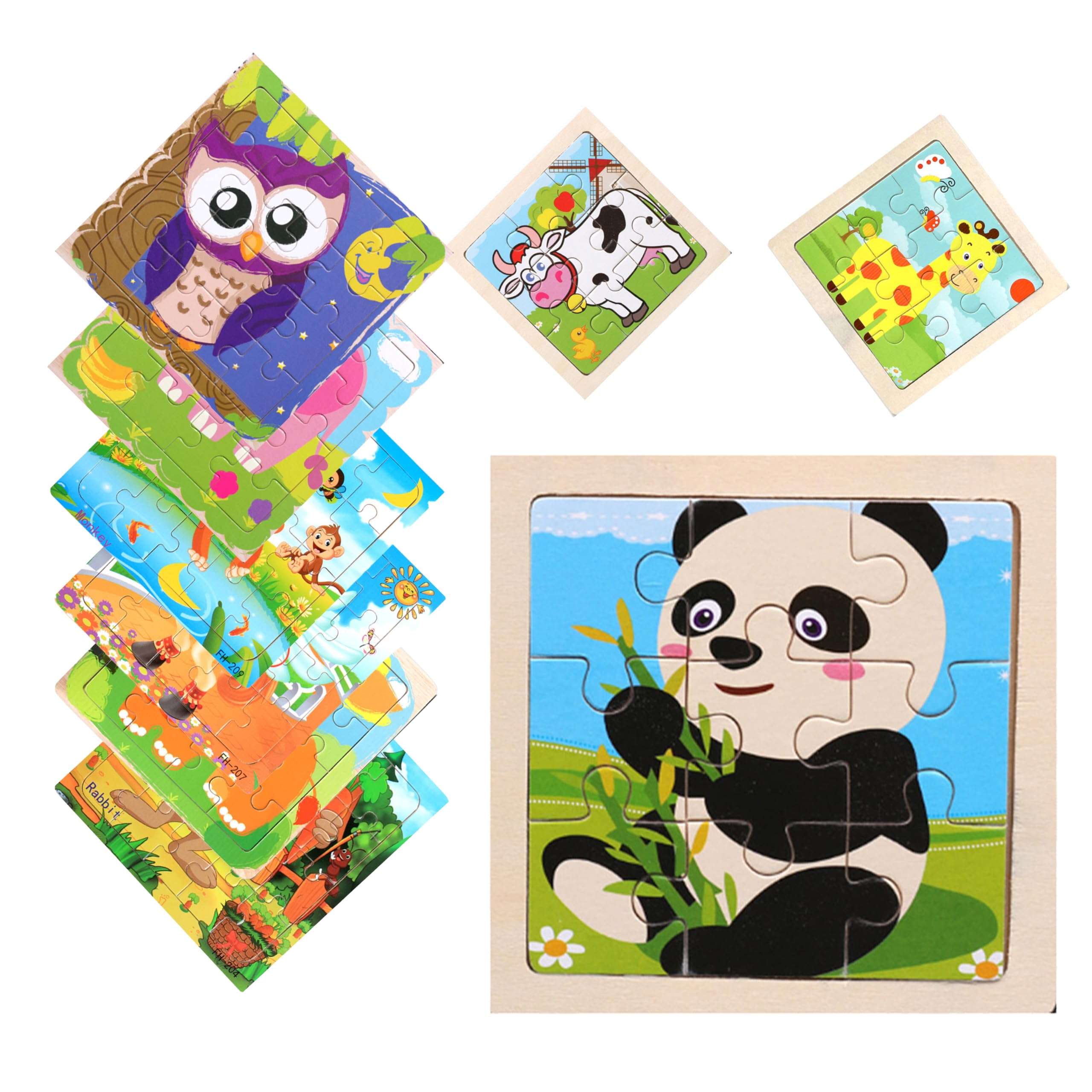 MAISHEKE Wooden Puzzles for Kids Ages 4-8, 9 Packs Total 135 Pcs Animal Theme Jigsaw Puzzles, Preschool Educational Toys Gifts with Self-Sealing Bag for Storage 1