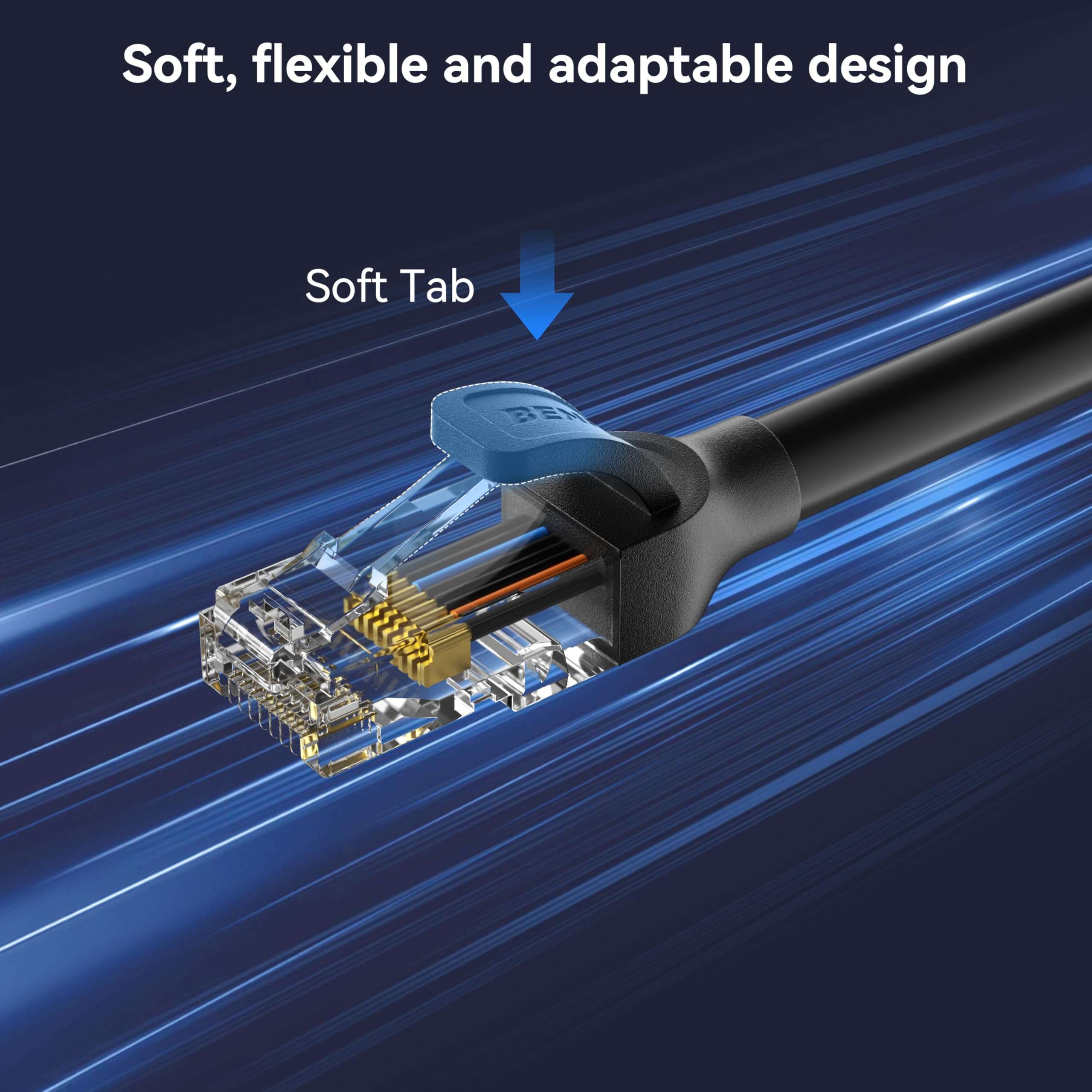 BENFEI Cat 6 Ethernet Cable 6.6ft, 250MHz 10Gbps Network Cable, RJ45 LAN Cable for 10/100/1000/10000 Mbps Network, Compatible with Router, Modem, Gaming Console, Streaming Devices, Laptop, PC 5