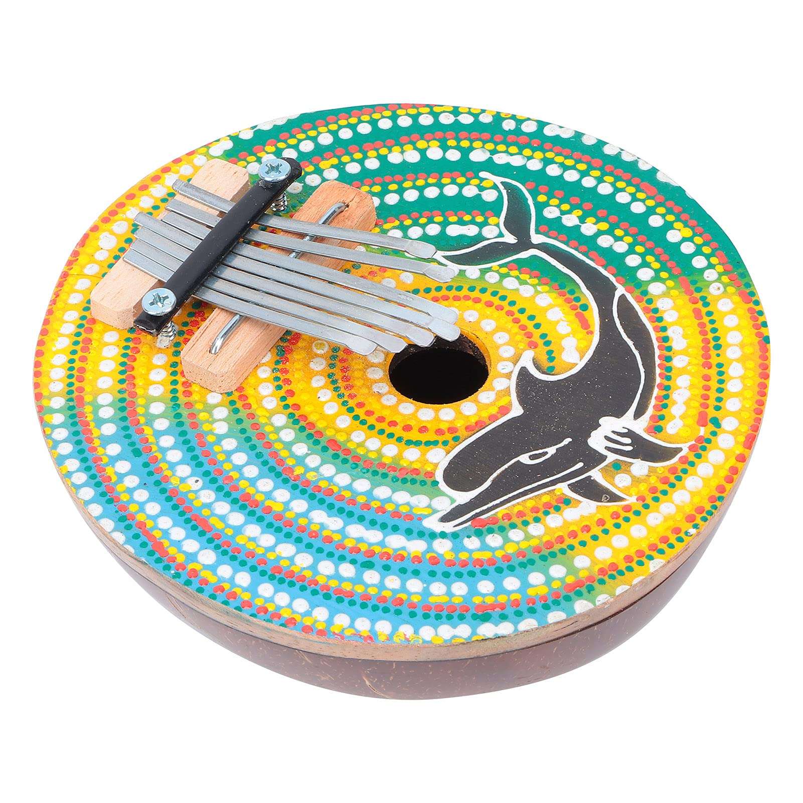 Kalimba, Painted Finger Piano Mini Coconut Shell Shape Adjustable with Natural Wood Grain for Create Music 6