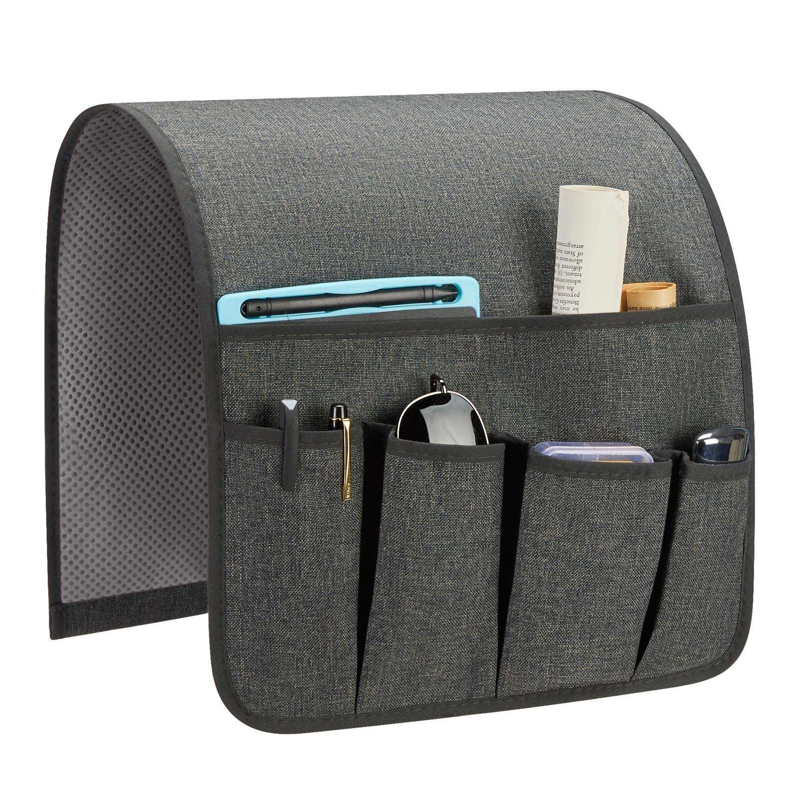 SYSOV Sofa Armrest Organizer, Remote Control Holder for Recliner Couch, Arm Chair Caddy with 5 Pockets for Magazine, Tablet, Phone, iPad 1