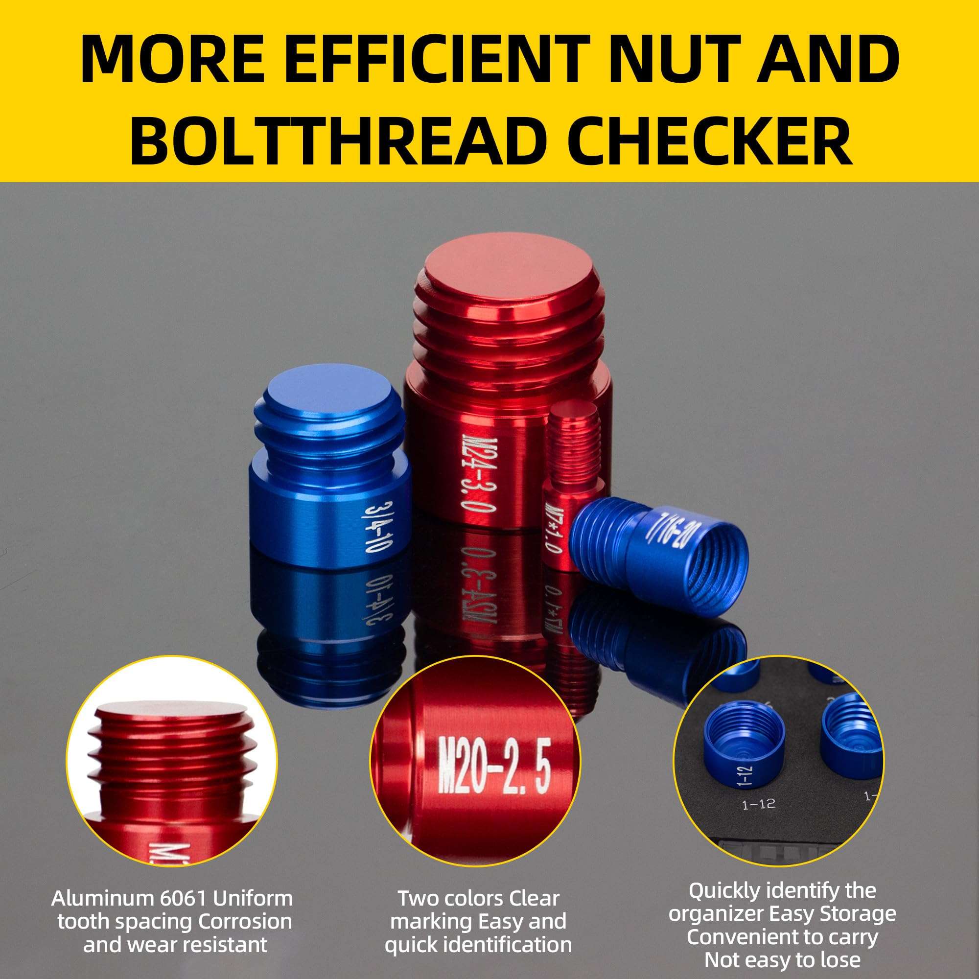 hylissus 34pcs Nut and Bolt Thread Checker Standard and Metric Set Thread Identifier Screw Size Gauge 19 Inch & 15 Metric for Detecting Fixed Bolts or Threaded Holes in Enclosed Areas 5