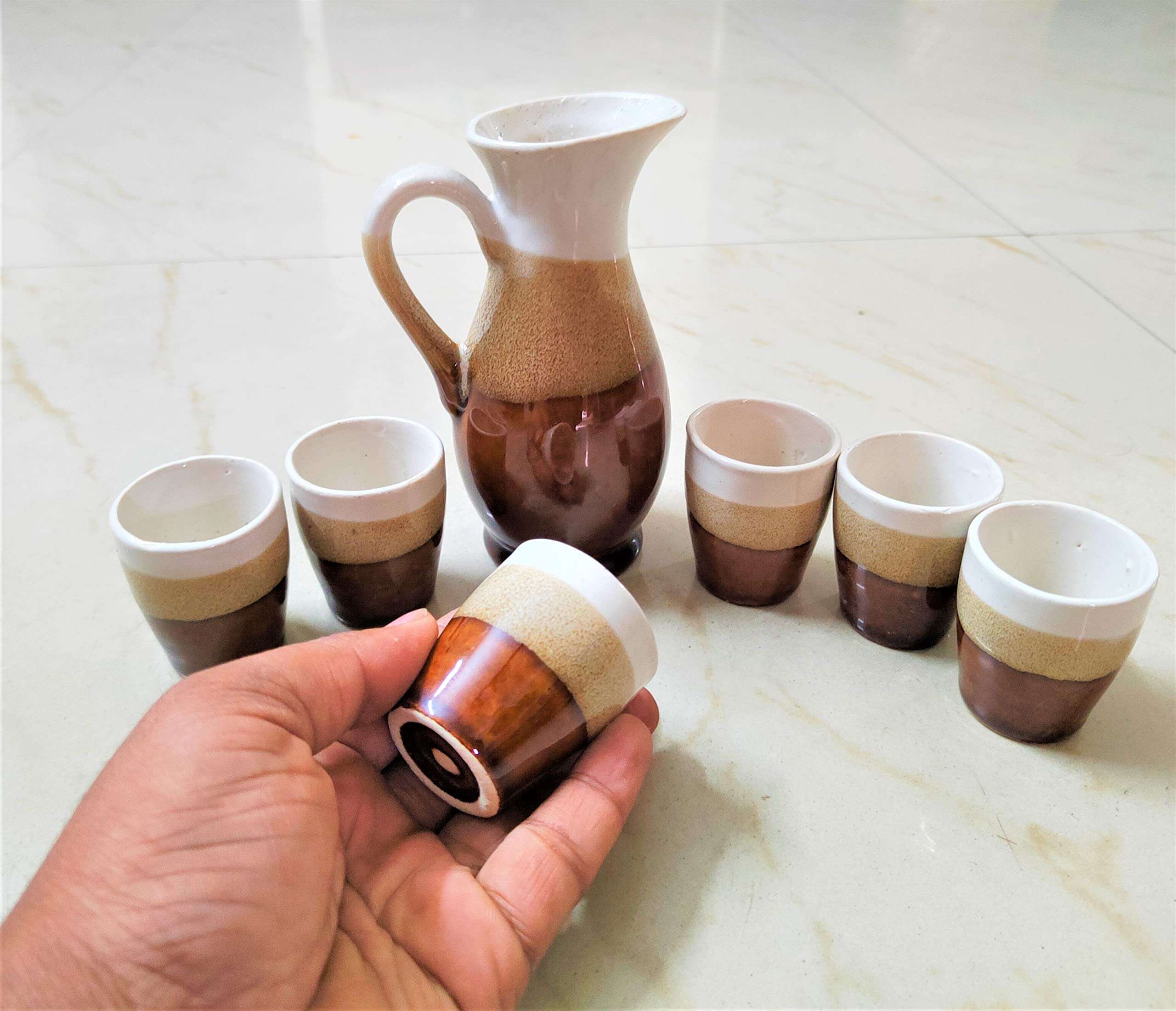 KARARI® Ceramic Kids Toys Kids Tea Set/Tea Cups Set with Suacers for Children DIY Kitchen Set for Kids Tea Set Tea Party Teapot Play Set Girls Kitchen Toy(for Kids ONLY) (Assorted Colour) 3