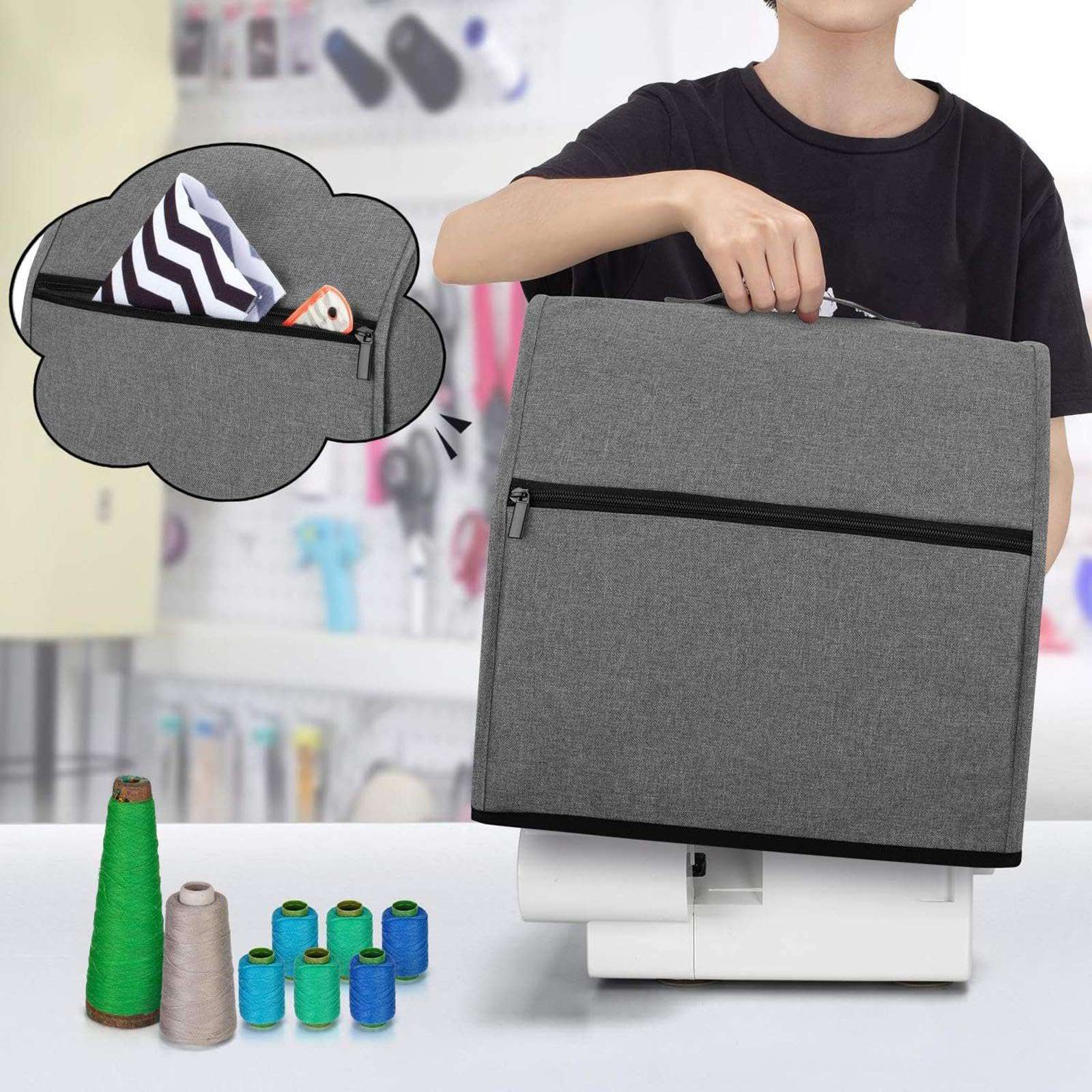 Sewing Machine Cover for Most Standard Machines with Top Handle with Pockets|Crafts | Sewing | Sewing Machine Accessories |1 Sewing Machine Cover 4