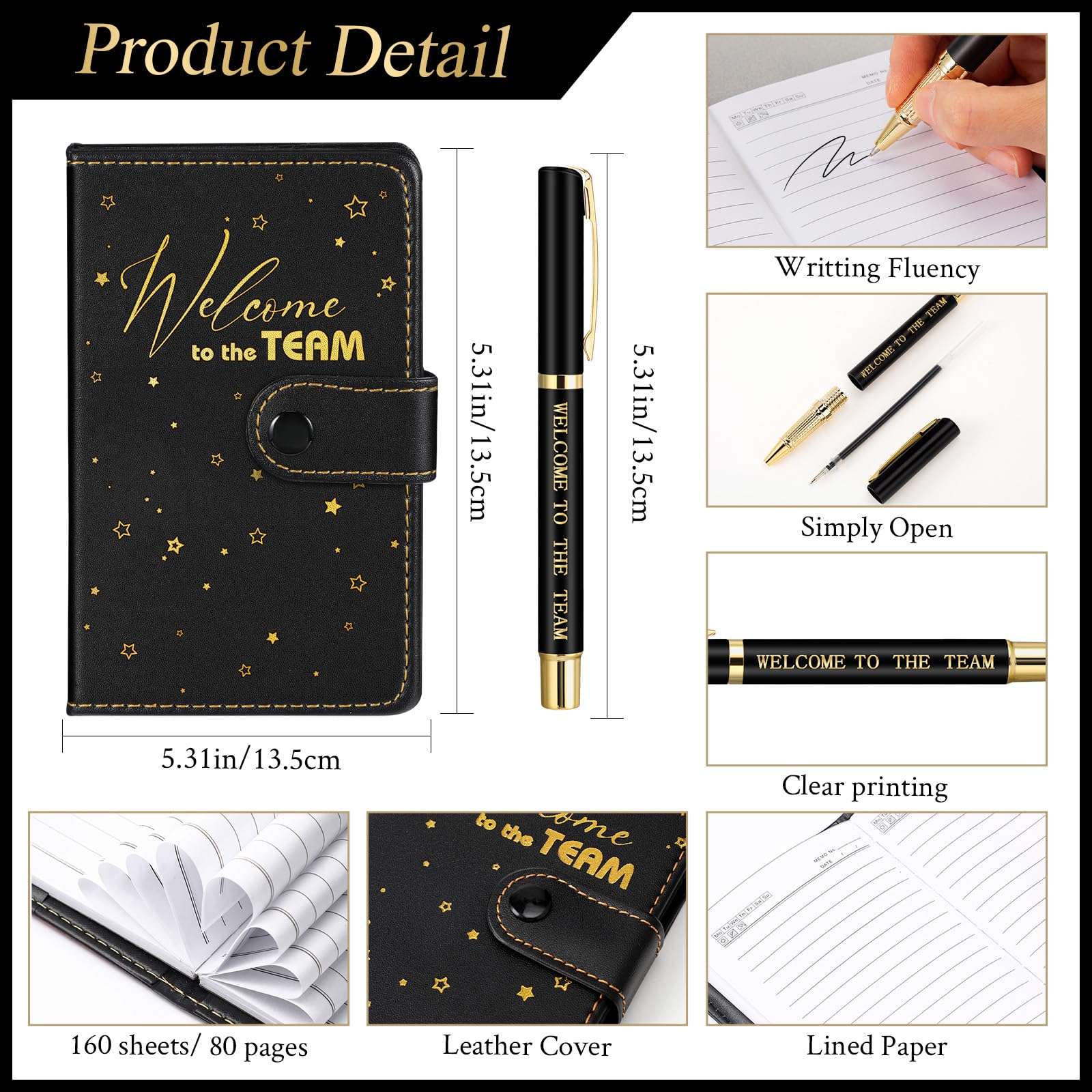 TaoBary 10 Sets Christmas Team Gifts for New Employee Welcome to the Team Bulk Leather Journal Notebook Pens Rad Tech Week Appreciation Gift for Accounting Worker Staff Teacher Student Nurse (Black) 3