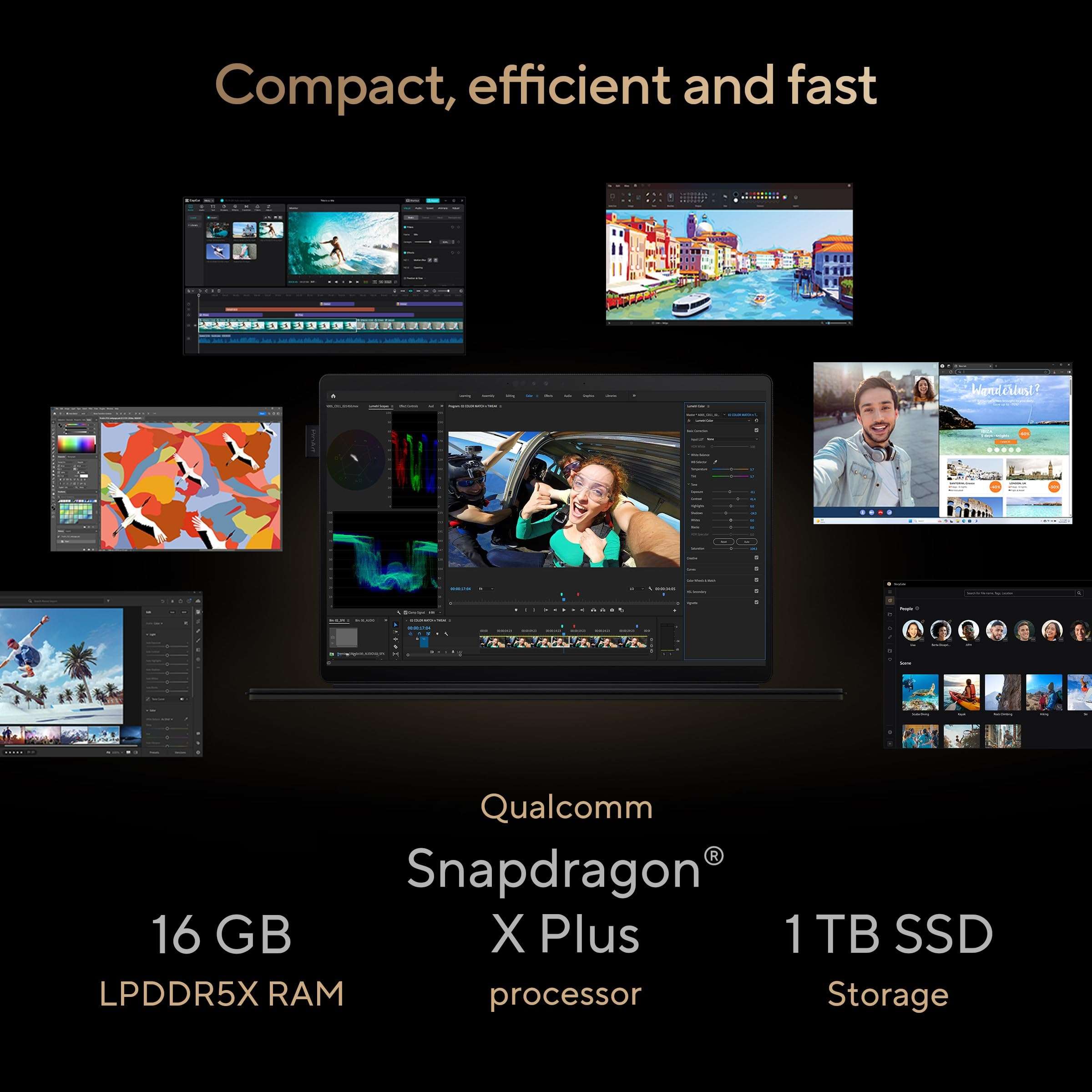 ASUS ProArt PZ13, 3K OLED 16:10 Touch Screen, 60Hz, 400nits, Snapdragon X Plus X1P 42 100,(16GB RAM/1TB SSD/Qualcomm Adreno GPU/Windows 11/Office Home/70WHr Battery/Nano Black/0.85Kg), HT5306QA-LX002W 3