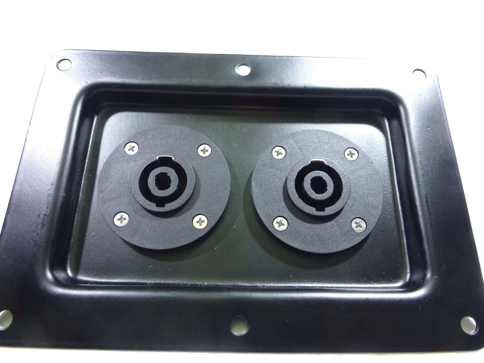 zxpc (2) Two Black Metal Speaker Jack Plates for Dual Large SpeakOn with NL4MPR 4 Pin 4