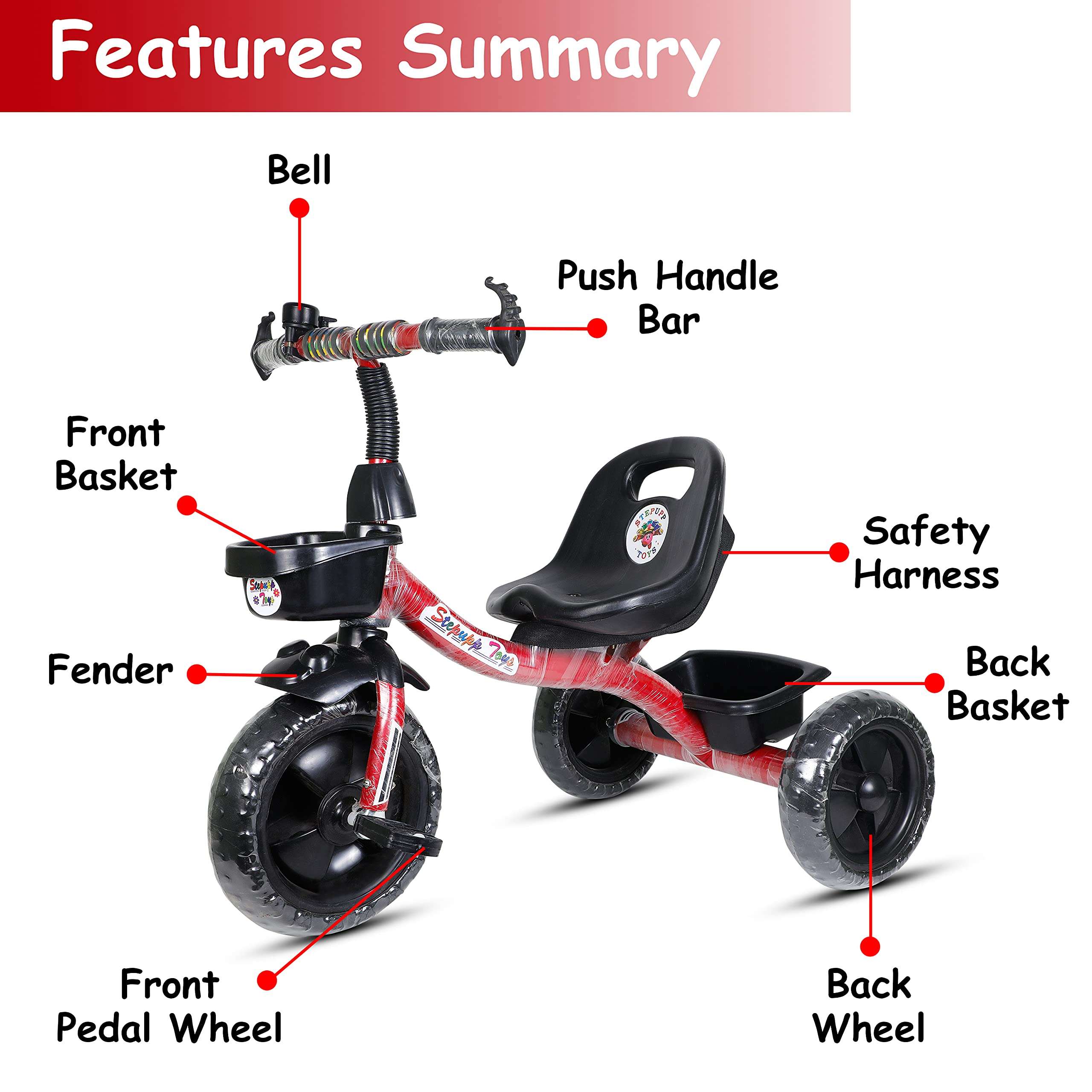 Stepupp Tricycle for Kids Green Colour with Basket Baby Tricycle for Baby boy or Baby Girl Kids trikes or Toddler Tricycle for 1,2,3,4 Years Kids 4