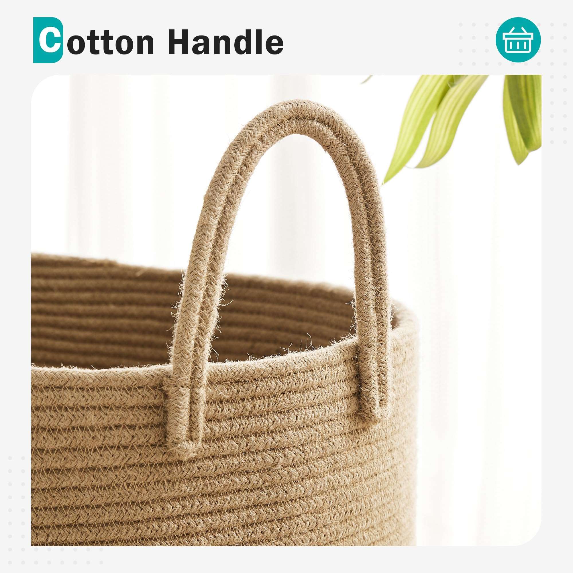 YOUDENOVA Cotton Laundry Hamper, 72L - Woven Collapsible Basket - Jute Brown 4