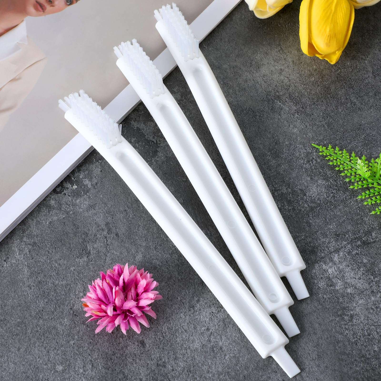 3 Packs Fruit Juicer Machine Cleaning Brushes, Soy Milk Maker Deep Clean Brush Crevice Tool Set Small Scrub Brushes for Toaster Sink Tile Grout Grater, Small Cleaning Supplies Gadgets White 6