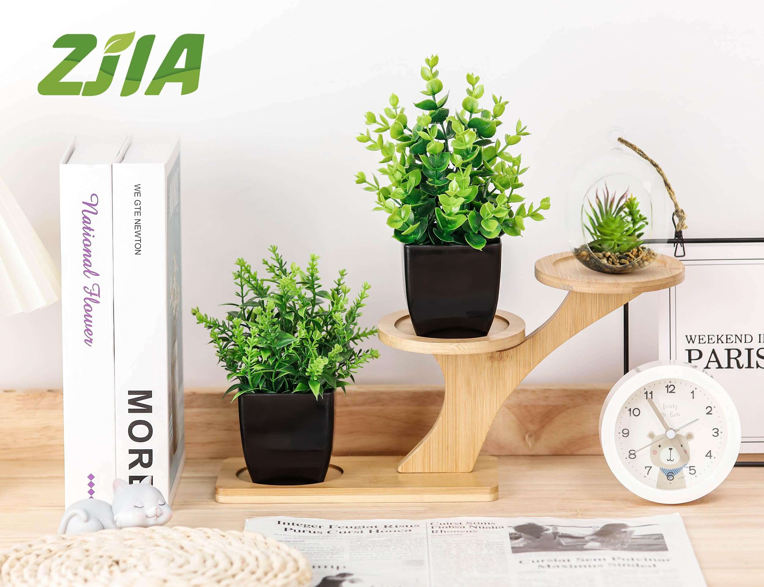 ZJIA 2 Pack Small Fake Plants Black Bathroom Accessories for Home Bedroom Bathroom Kitchen Decor 6