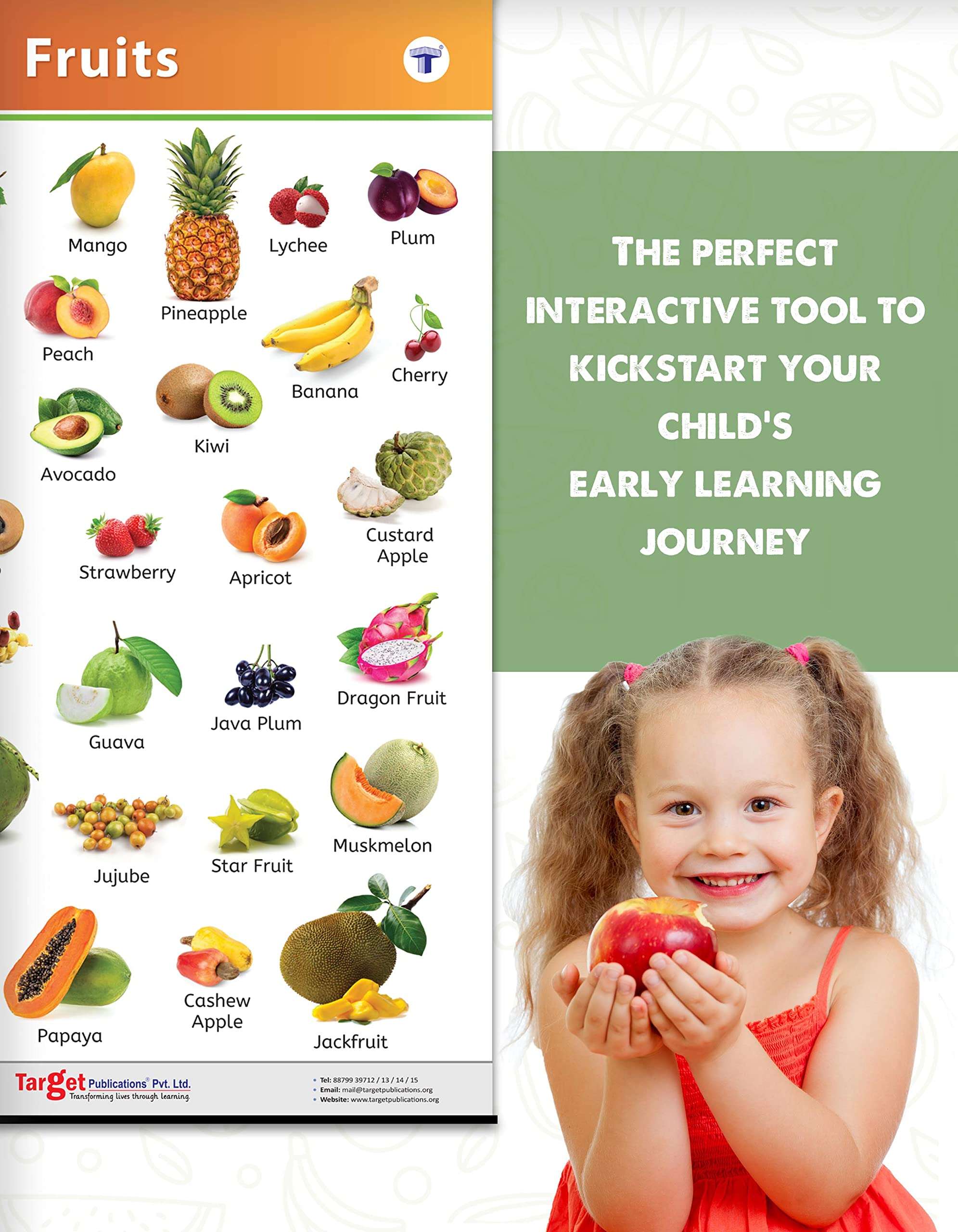 Jumbo Fruits Chart for Kids | My First Early Learning Educational Chart for Homeschooling, Kindergarten and Nursery Children | 39.25 x 27.25 in 5