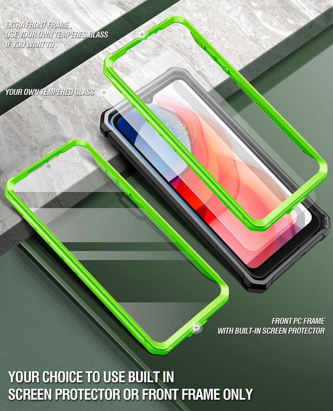 Poetic Guardian Series Case Designed for Motorola Moto G Play (2021), Full-Body Hybrid Shockproof Bumper Clear Protective Cover Case, Built-in Screen Protector, Blue/Clear 4