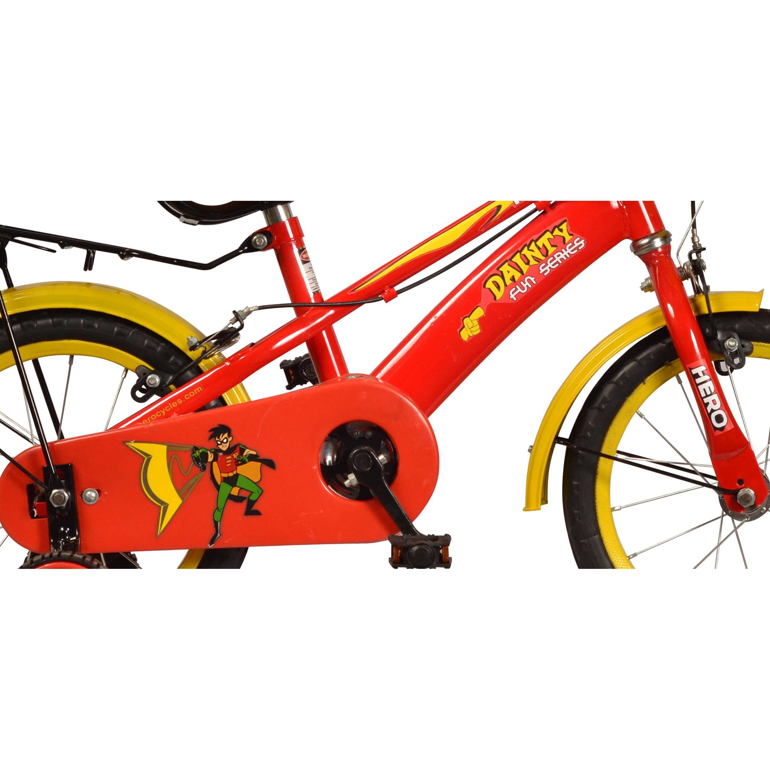 Hero Dainty Steel 14T Single Speed - 9 Inch Frame (Unisex Kids Bicycle) (Red/Yellow), Rigid 3