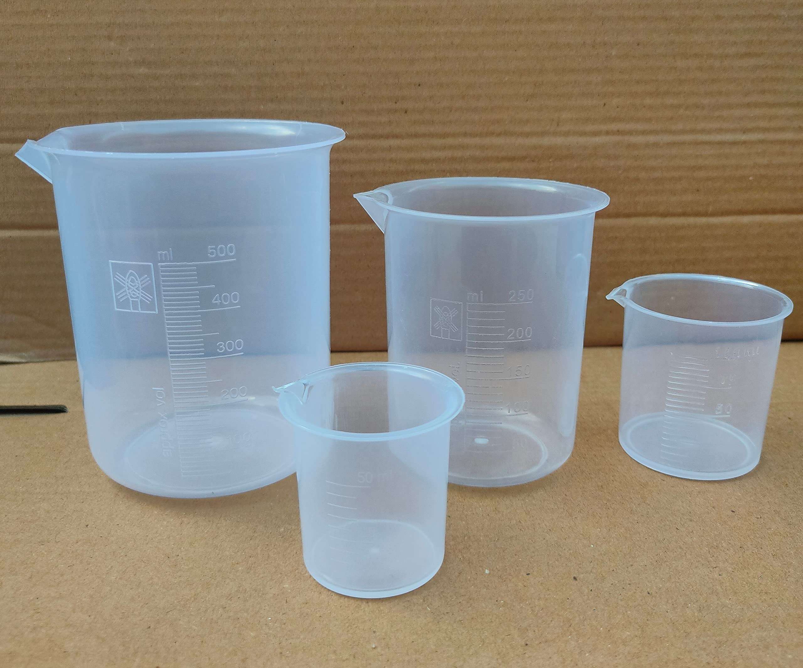 Widely Pure Plastic Science Beakers Set 500ml, 250ml, 100ml, 50ml Measuring beakers for Laboratory 3