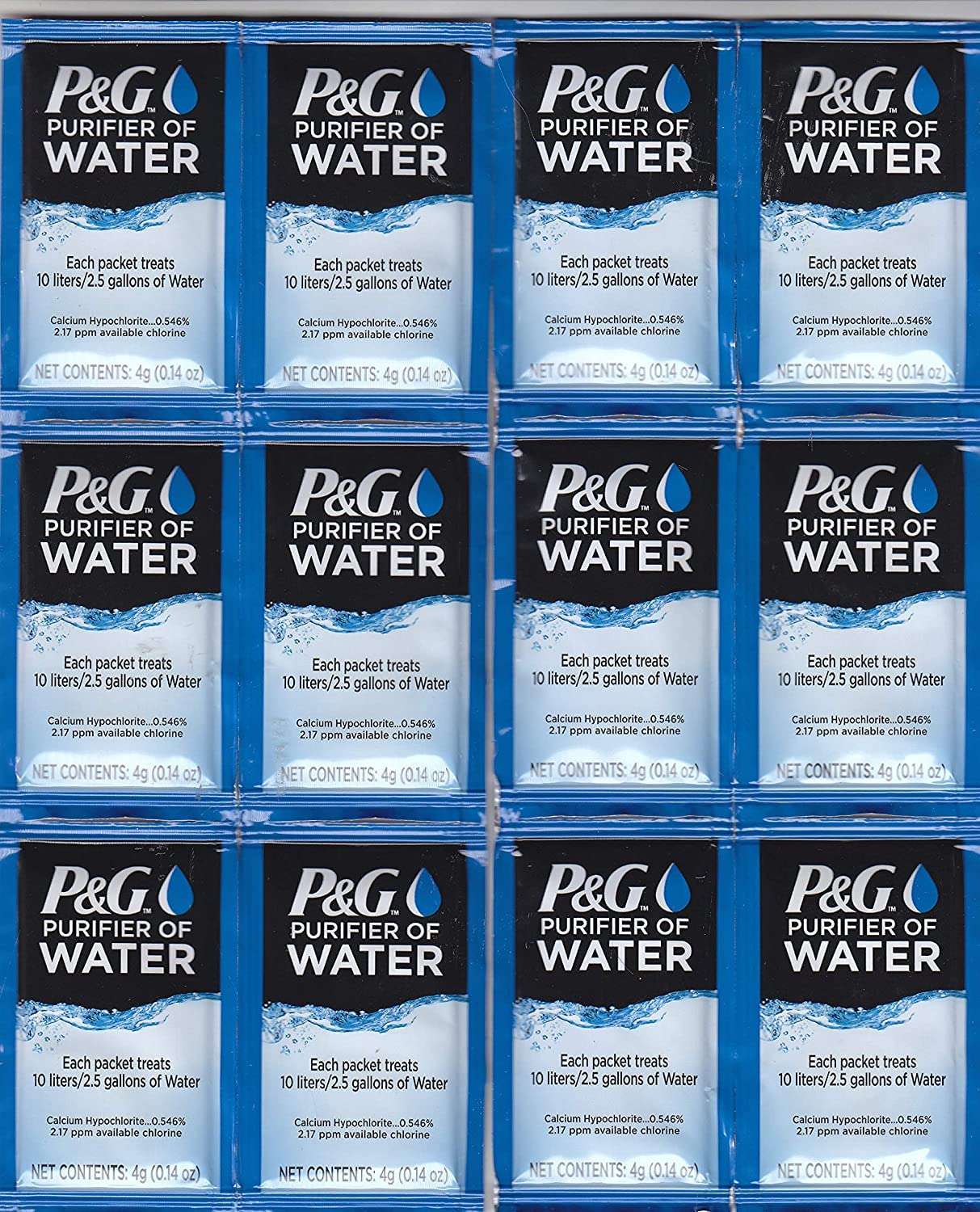 P&G Purifier of Water Portable Water Purifier Packets. Emergency Water Filter Purification Powder Packs for Camping, Hiking, Backpacking, Hunting, and Traveling. (12 Packets) 1
