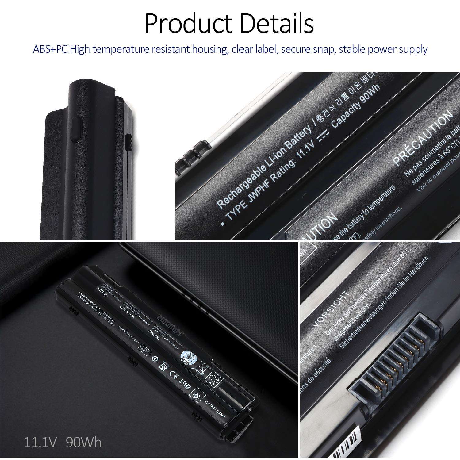 New XPS R795x L702x L502x L501x Laptop Battery for Dell XPS 17 L701x XPS 14 L401X, Laptops Compatible P/N:312-1123 312-1127 453-10186 J70W7 JWPHF R795X WHXY3 [11.1V 90WH]-12 Months 4