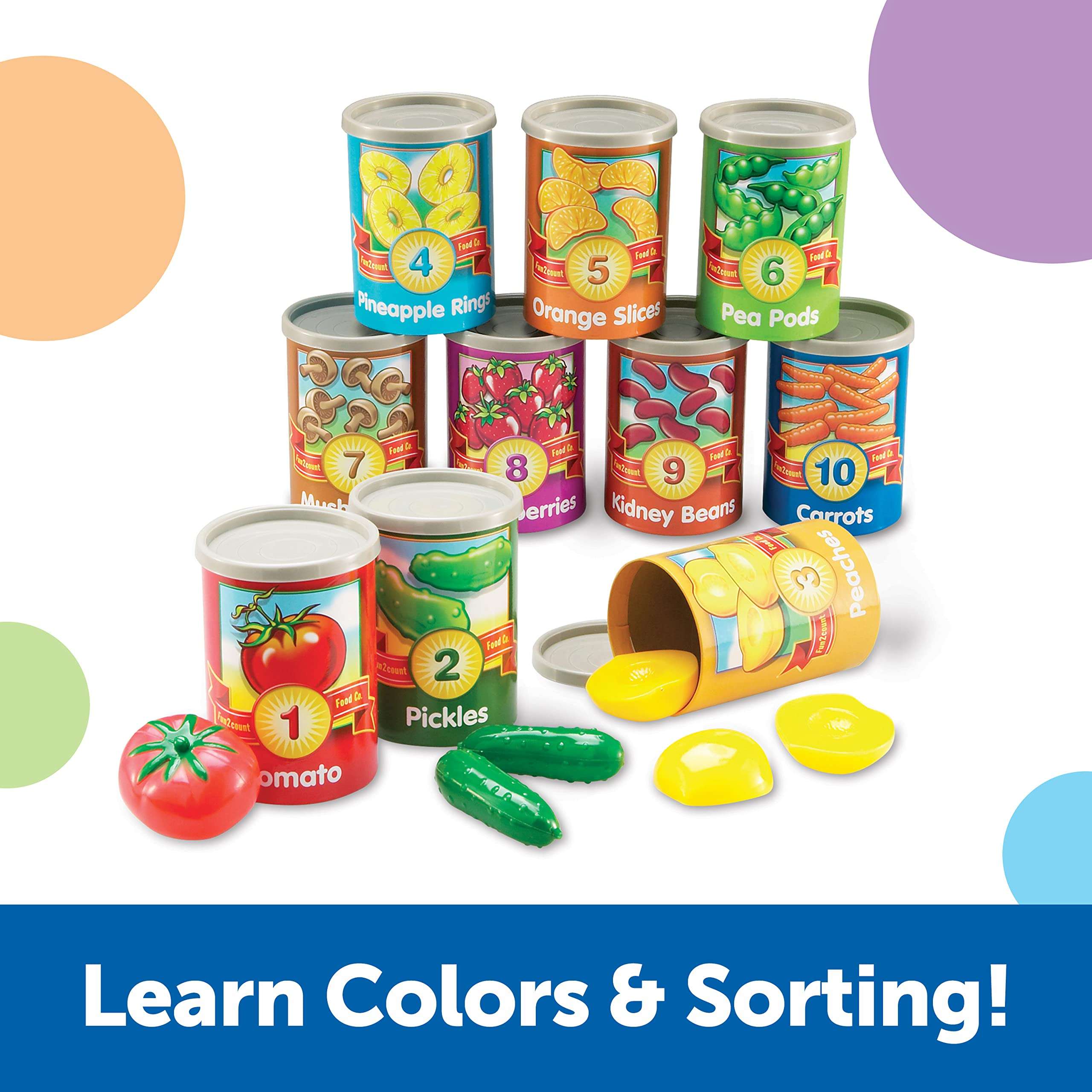 Learning Resources One To Ten Counting Cans - 65 Pieces, Ages 3+ Toddler Learning Toys, Preschool Pretend Play Toys, Supermarket Toys 3