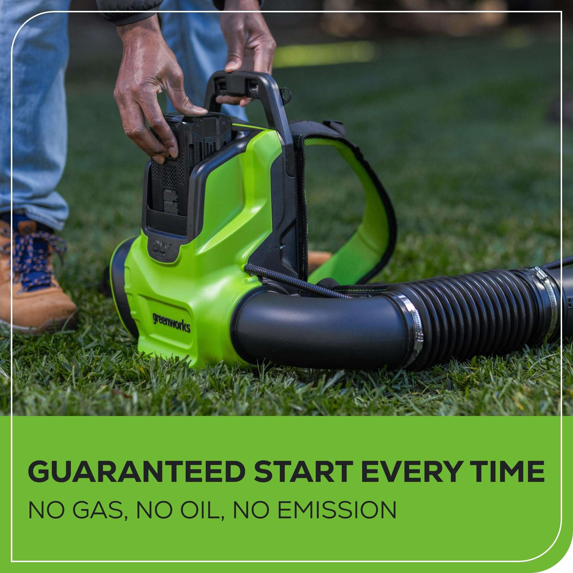 Greenworks 80V Backpack Leaf Blower - 750 CFM/180 MPH Brushless Motor, 8Ah Battery & 6A Fast Charger, Turbo Boost, 60-Min Runtime for Heavy-Duty Yard Cleanup 6