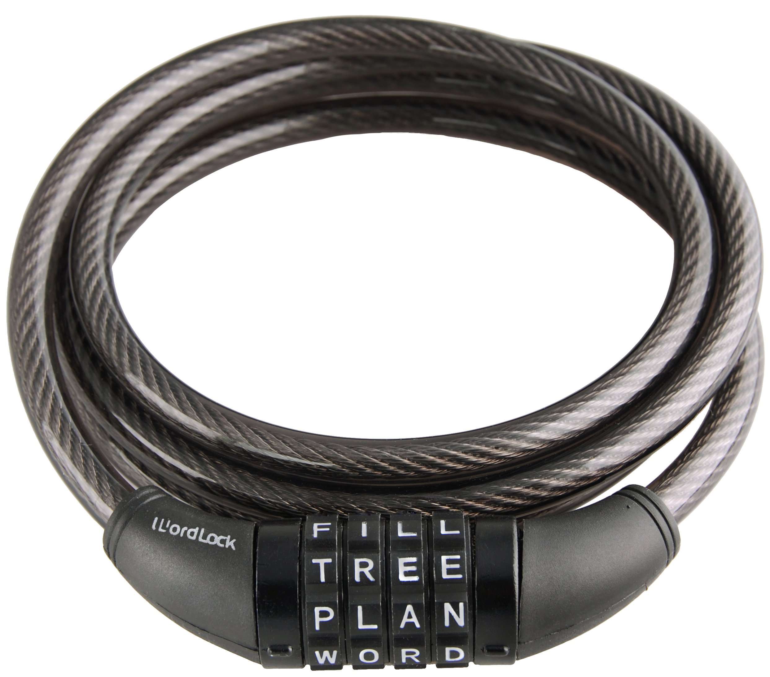 Wordlock CL-422-BK 4-Dial Cable Combination Lock, Black, 6-Feet