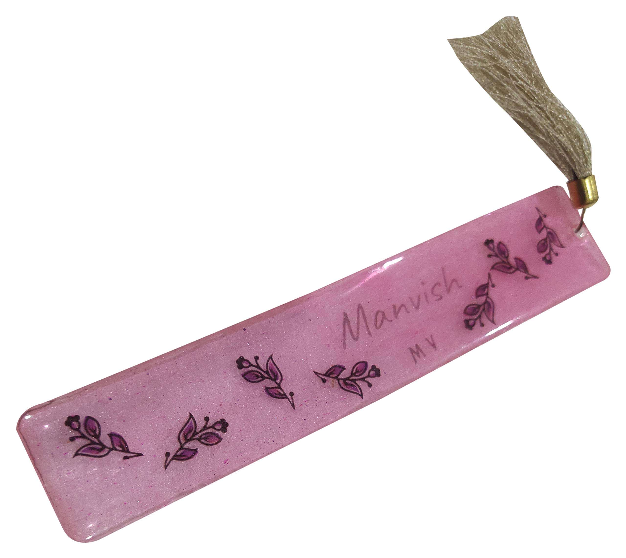 Manvish Makes Handmade Customized/Personalized/Logo Bookmark - 2.5 cm, Pink, Manvish_44 1