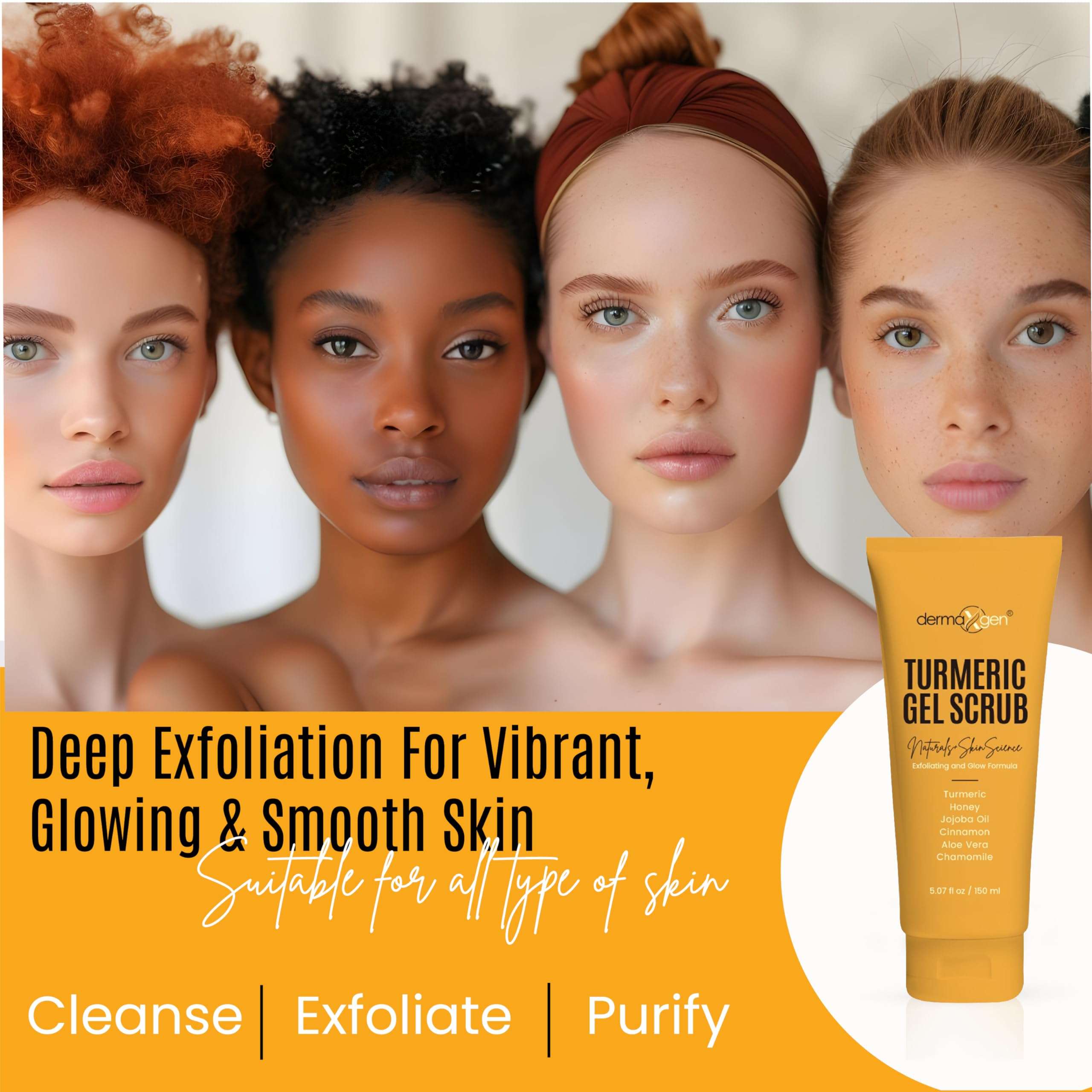 DERMAXGEN Turmeric Gel Scrub – Exfoliate, Brighten, and Refresh Your Skin with Turmeric. Achieve a Smooth, Radiant Complexion by Removing Dead Skin Cells and Impurities for a Natural Glow 4