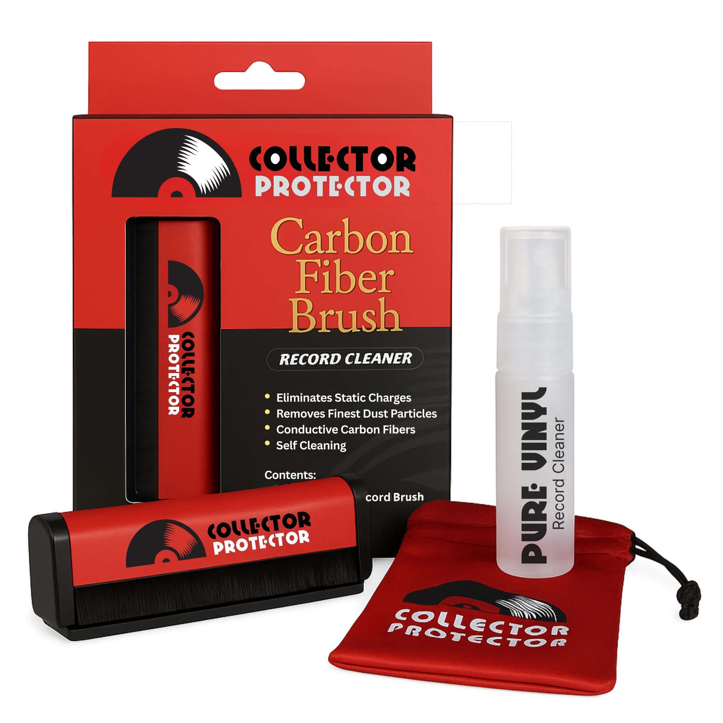 Collector Protector Vinyl Record Cleaning Kit – Groove-Safe Flat Edge Anti-Static Brush, Record Cleaner Solution – Protect Your Collection & Restore Crystal-Clear Sound 1