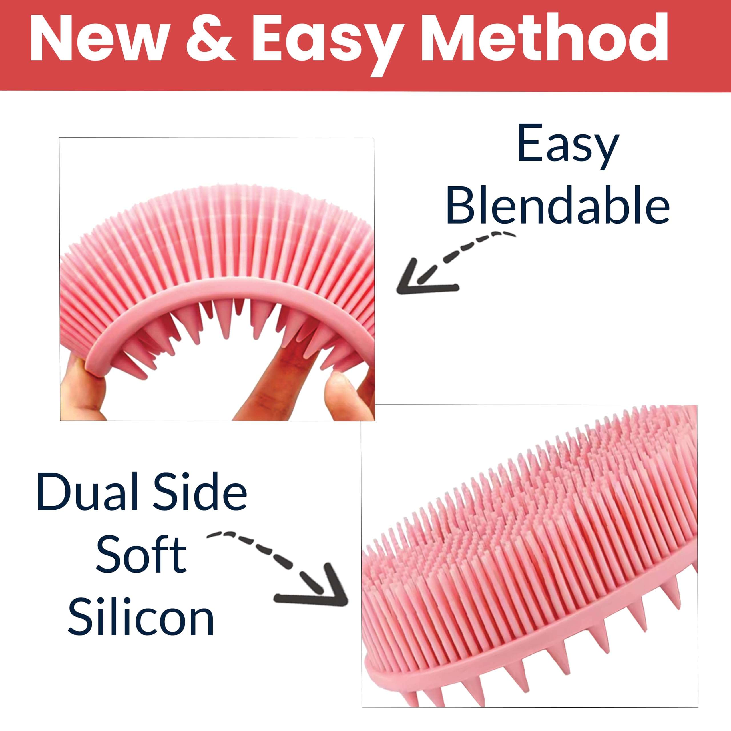 TEMPERIA (1 pcs) Silicone Body Scrubber for Bathing - Exfoliator Bath Brush for Face & Body Wash - For Nourishing Cleaning & Exfoliating Skin - Lather Boosting Ergonomic No-Slip Handle for Men & Women (Random Colors) (MN01) 5