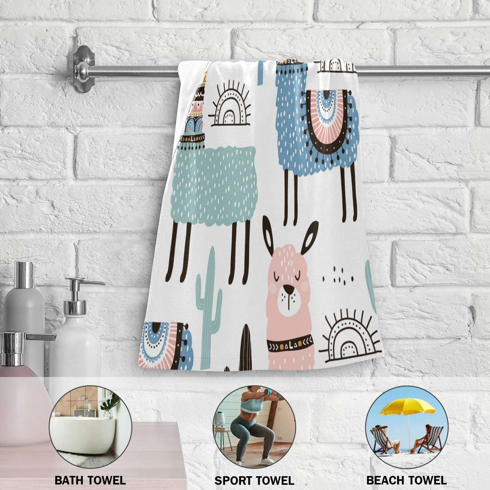 Llama Cactus Hand Towels Chic Cacti Alpaca Towel Set of 2 Animals Small Bath Towels Soft Guest Face Towel Bathroom Decorations Thin Kitchen Tea Dish Towels 14x28 in 3