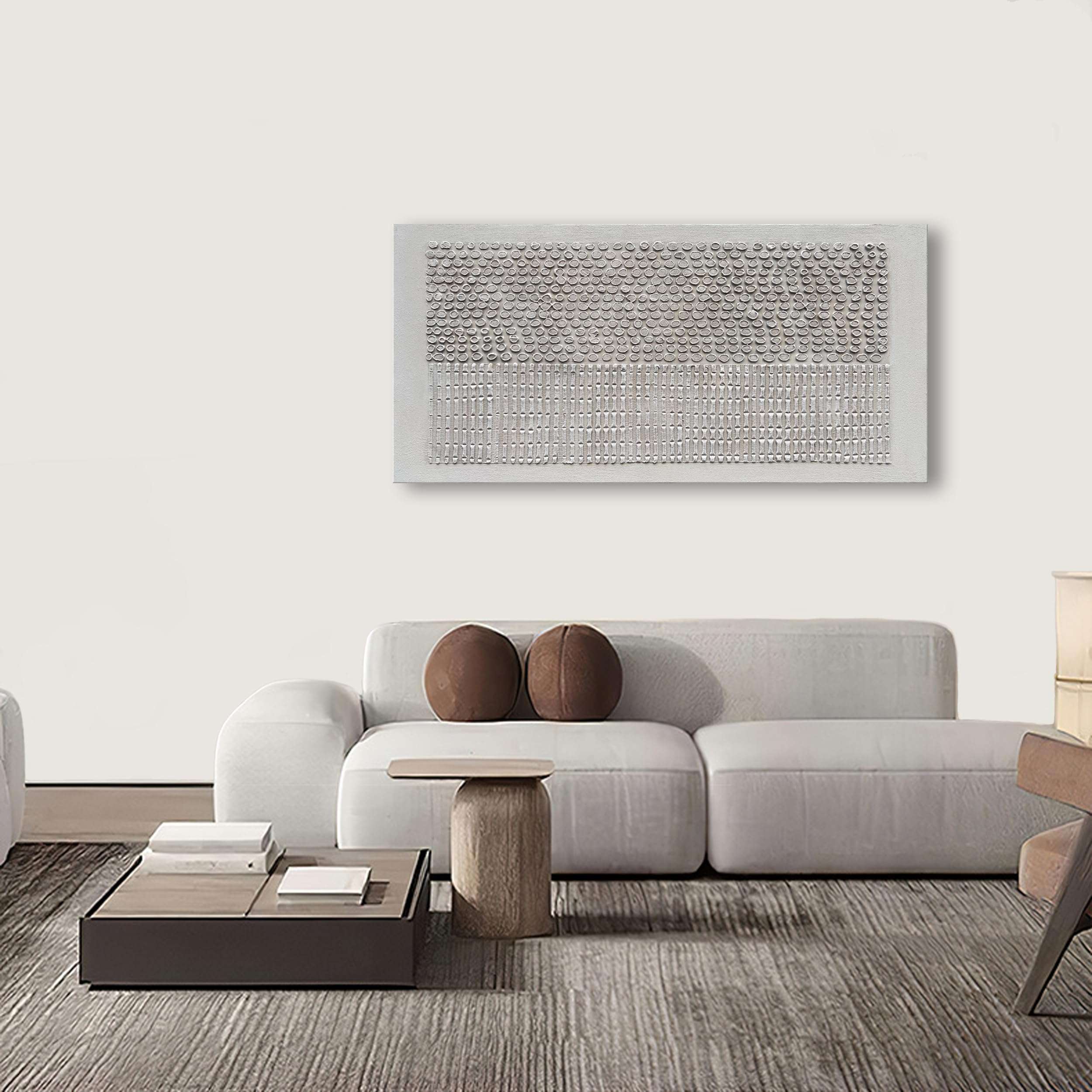 NANKAI Art 30x60 inches White Texture Abstract Art Oil Painting Contemporary Minimalism Art Large Living Room Corridor Office Wall Decoration Art 6