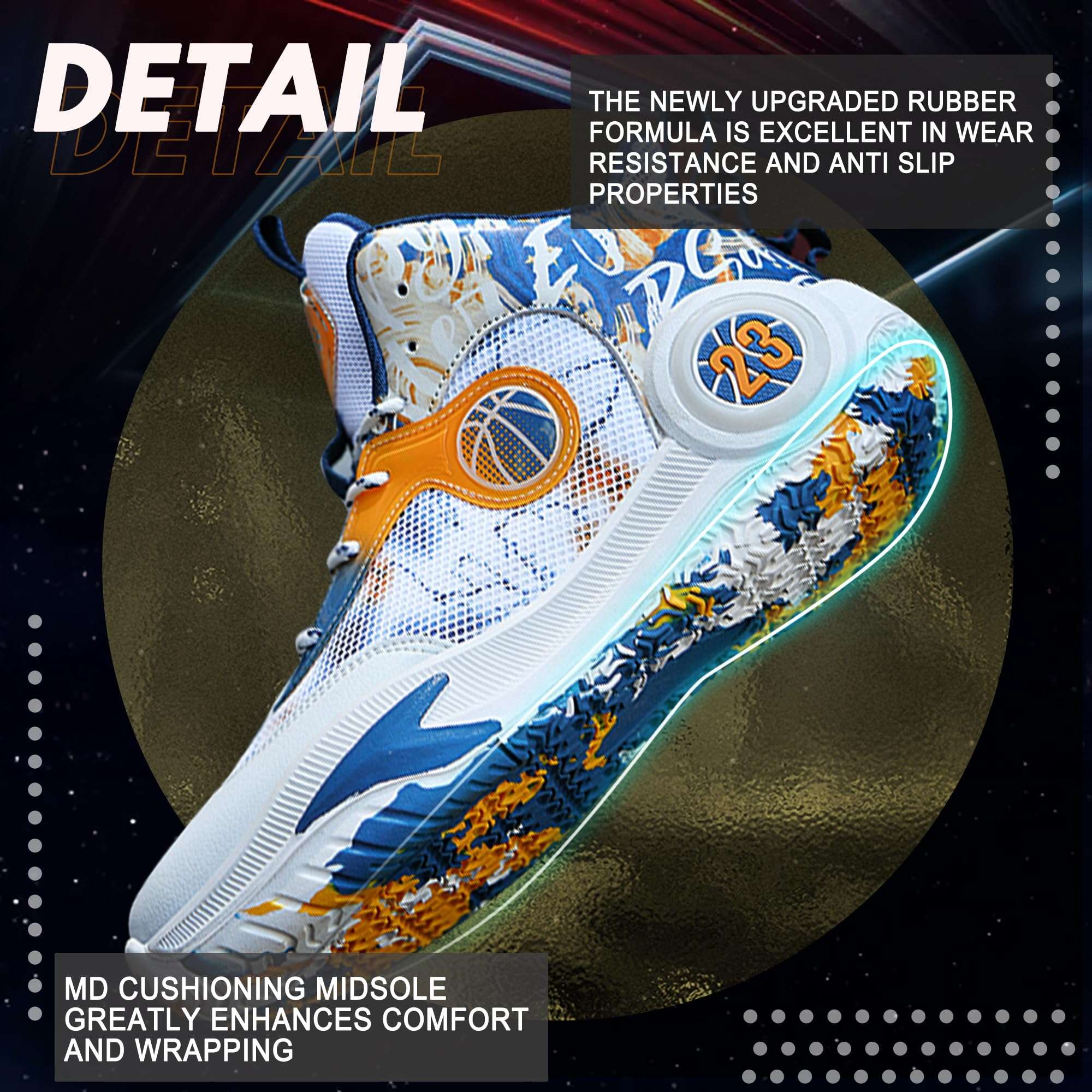 Promenie Men Basketball Shoes Lightweight Breathable Outdoor Sports Shoes Fashion Anti Slip Cushioning Training Sneakers Navy Size 8.5 3