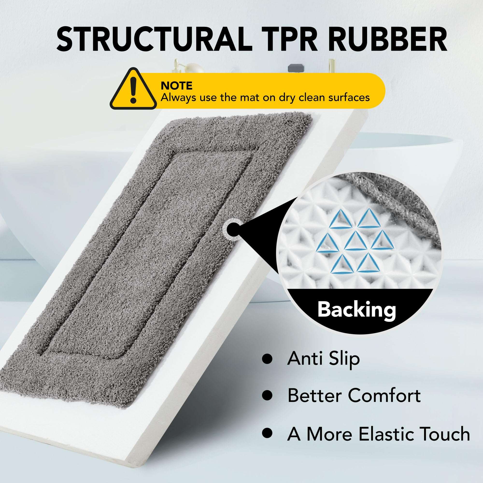 Deconovo Non-Slip Bath Mat - Ultra Soft, Quick Dry, Super Absorbent, Machine Washable, Premium Plush Rug for Bathroom & Shower - 24"x17",Blue 3