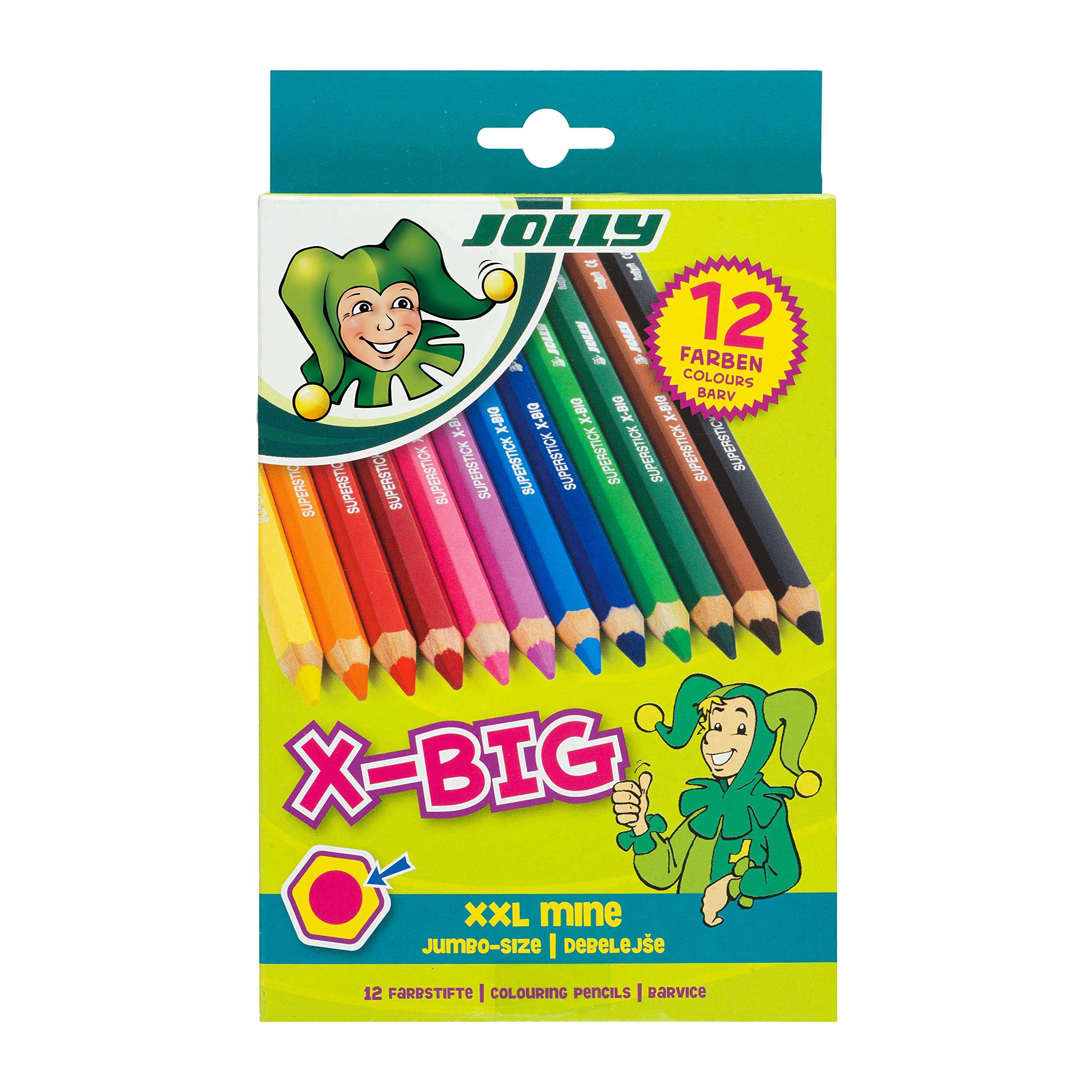 JOLLY X-Big Jumbo Colored Pencils; Set of 12, Perfect for Special Needs, Art Therapy, Pre-School and Early Learners, Multicolor (3099-0001) 2