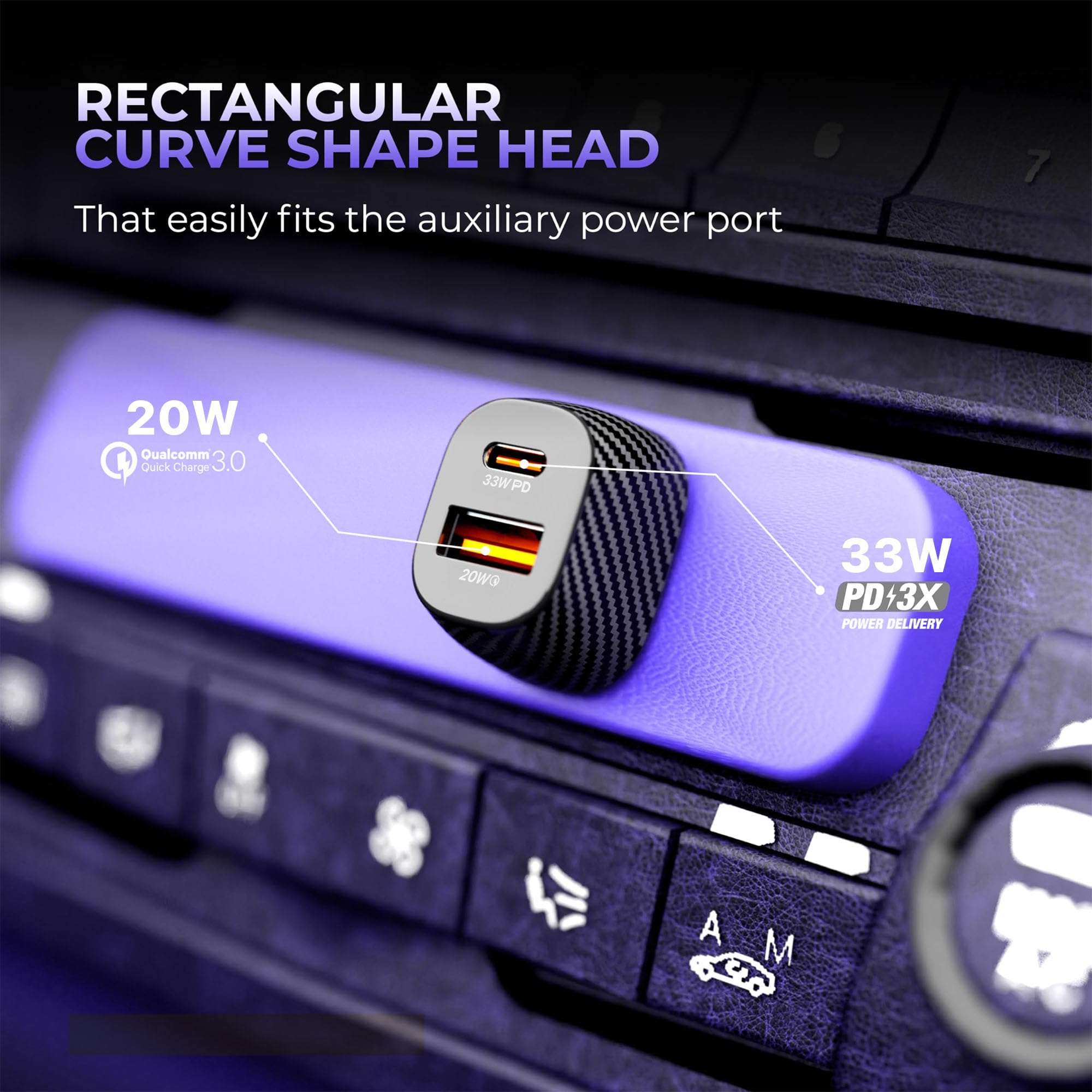 DR VAKU® TROSVOLT 53W Car Charger Fast Charging Dual Port Type C PD QC PPS 3.0 USB Car Mobile Laptop Adapter for iPhone 16/15/14/13 etc., Samsung All Series, Tablets, & Android Smartphones- Black 3