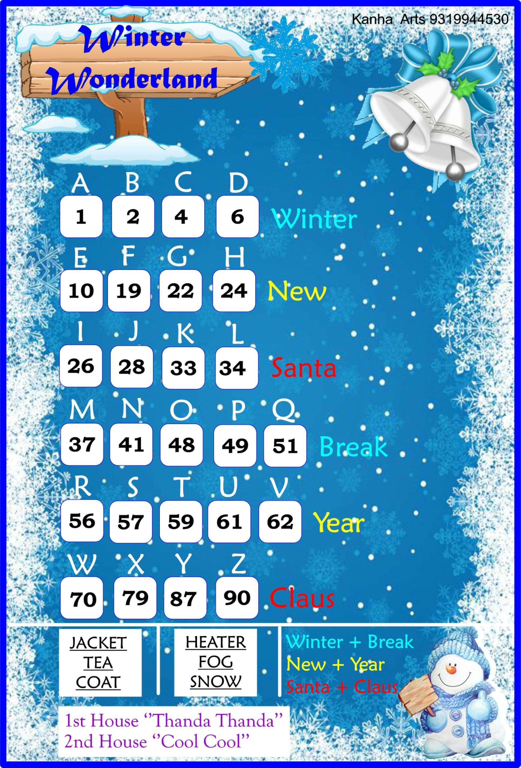 Kanha Arts Winter Wonderland Tambola & Valentine's Tambola Durable Hard Card Sheet Material for Interactive Learning & Play 3