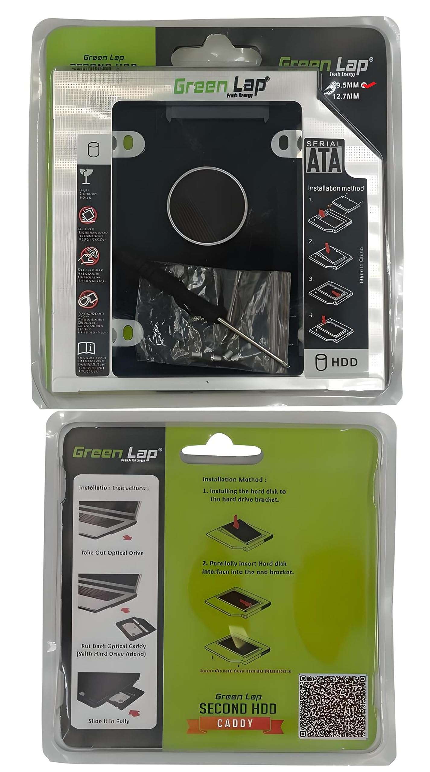 Green Lap Sata Optical Ultra Bay 2nd Hard Drive Caddy for 9.5mm Universal CD/DVD Slot | Harddisk Casing | Caddy Tray