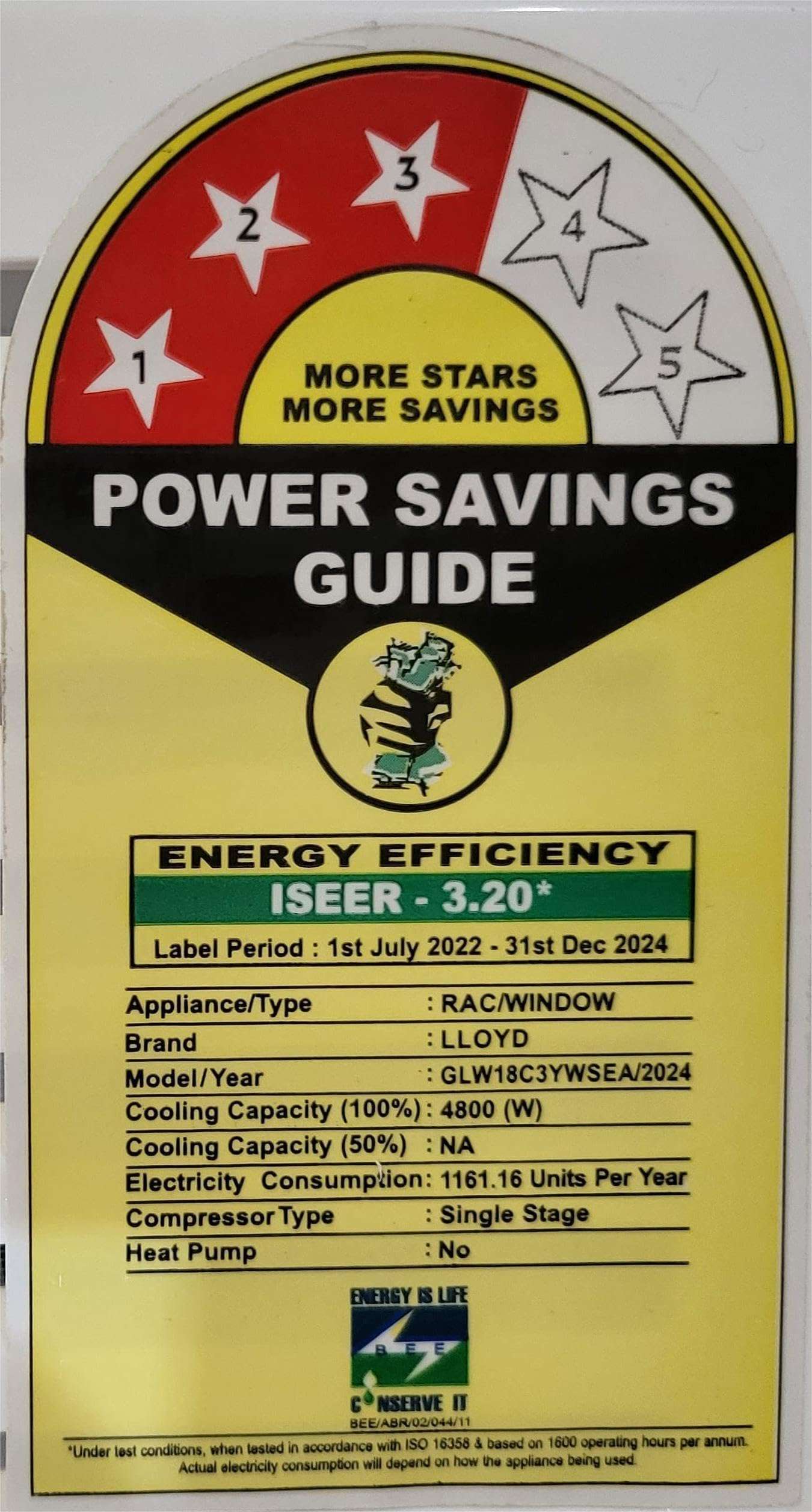 Lloyd 1.5 Ton 3 Star Fixed Speed Window Ac (Copper, White With Silver Deco Strip, GLW18C3YWSEA) 3