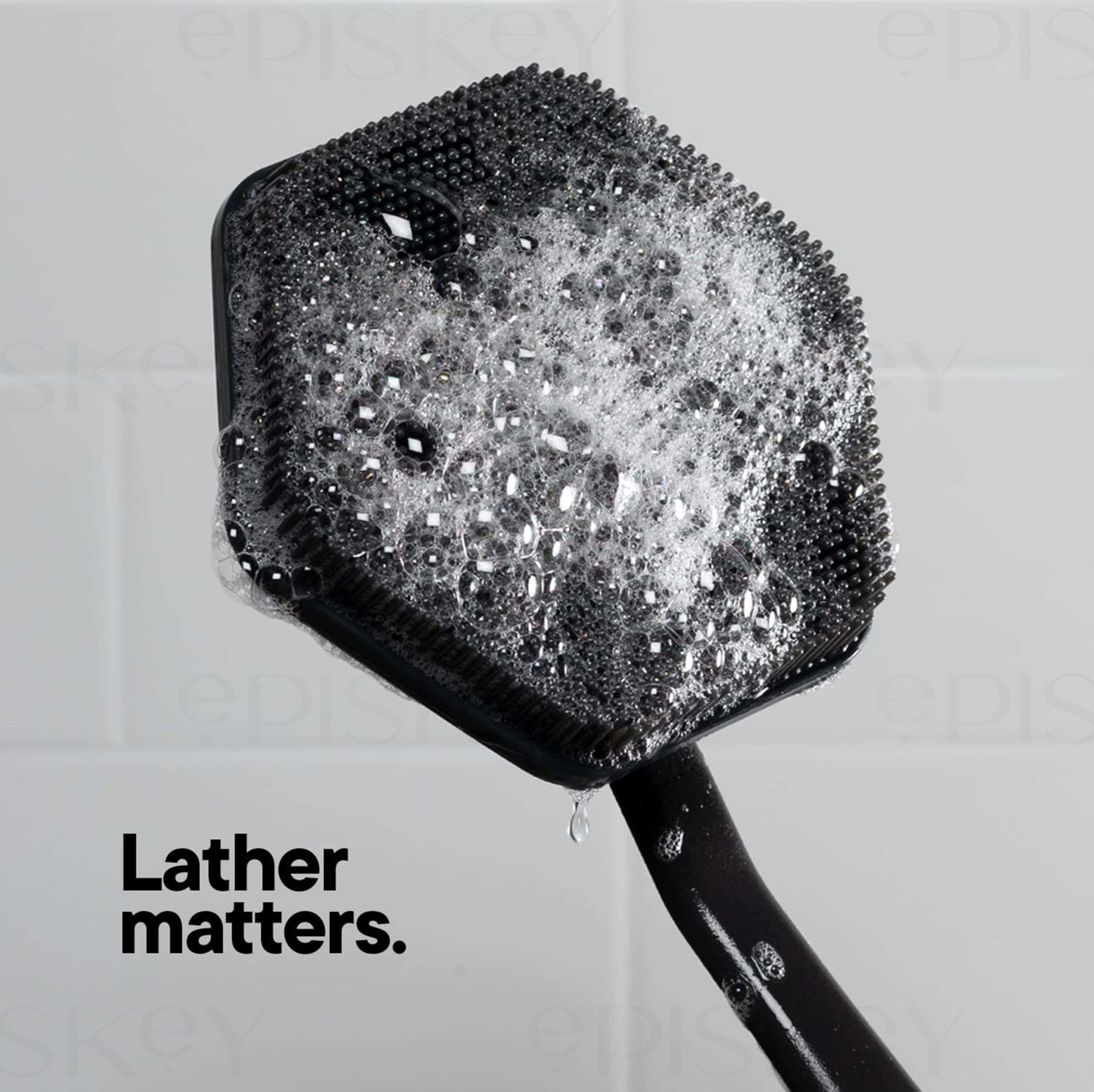 Episkey Back Scrubber - Exfoliates & Deep Cleans - Silicone Shower & Bath Brightening Body Brush with Long Handle and Bespoke Bristles - Bathroom & Hygiene Accessory - Charcoal 5