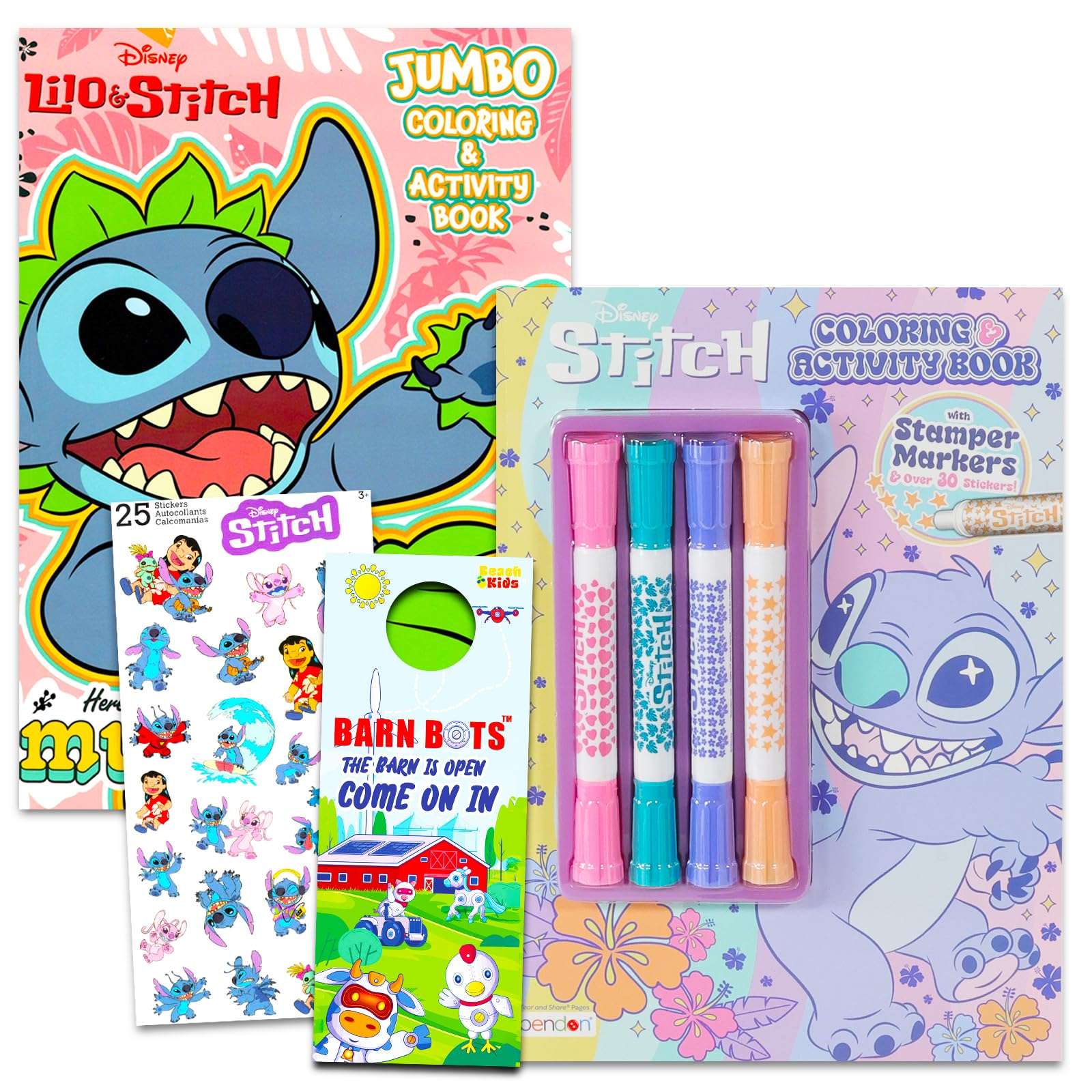 Disney Lilo and Stitch Coloring Book Super Set for Kids - 2 Jumbo Stitch Activity Books with Coloring Pages, Stickers, Games, Puzzles, and More | Disney Lilo and Stitch Coloring Bundle 1