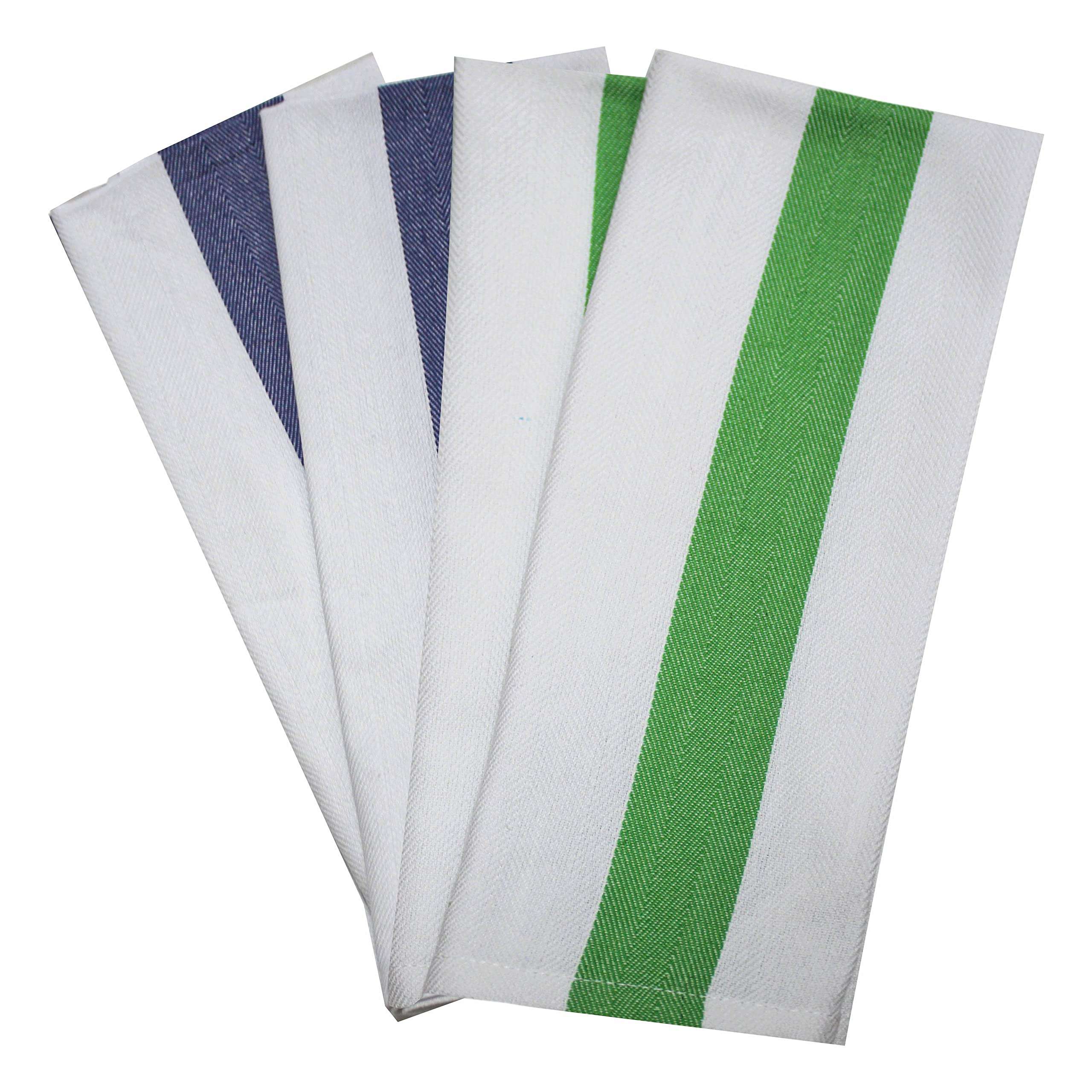 Amazon brand - Umi Herringbone Kitchen Dish Towels(16"x26",4-Pack, Blue and Green) 1