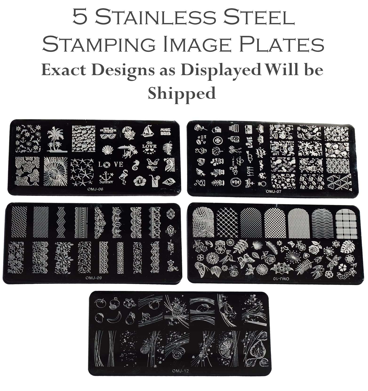 Lifestyle-You Nail Stamping Kit With 5 Rectangular Steel Image Plates, Silicone Stamper & Scraper & Stamping Nail Polish KIT G 4