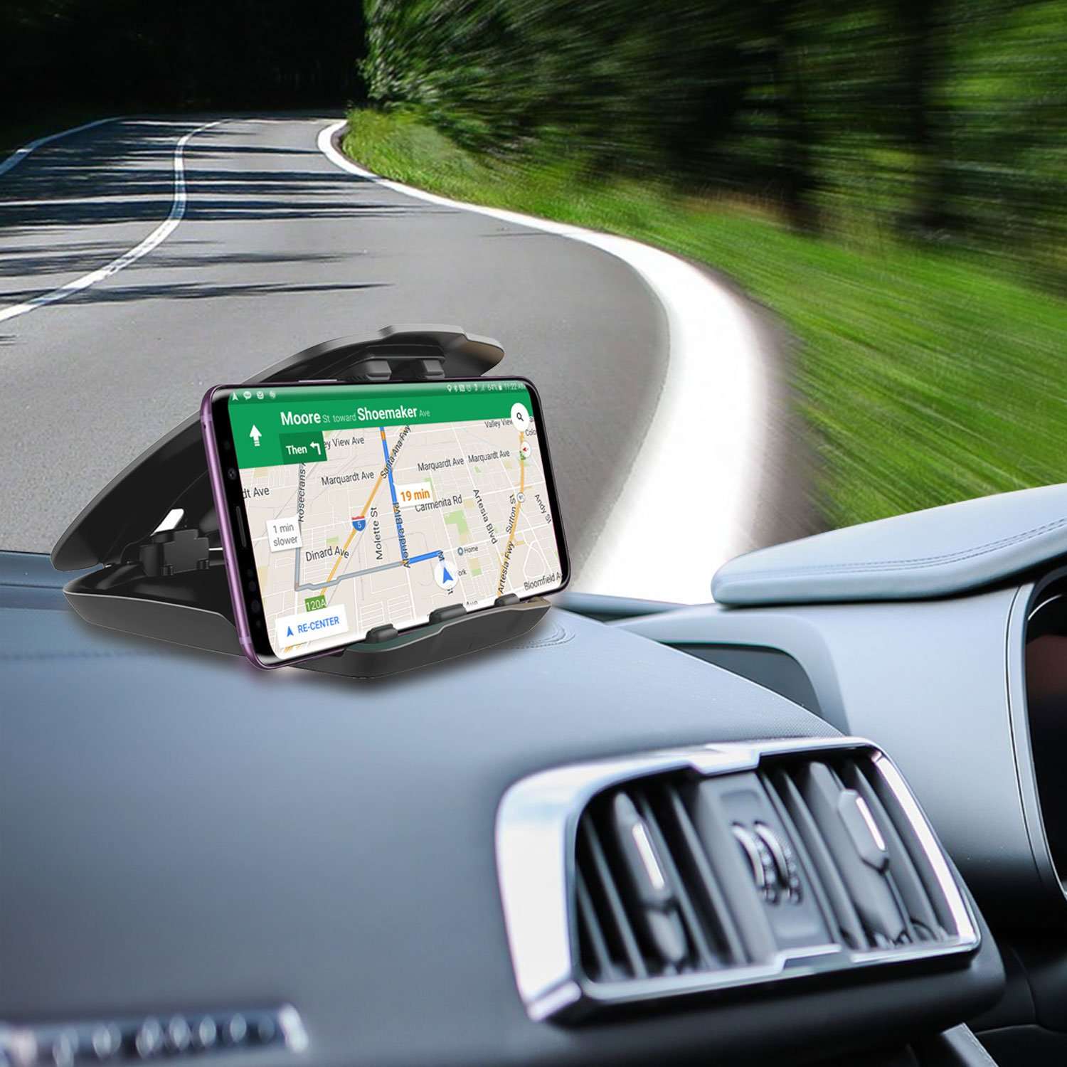 Vehicle Phone Holder – Car Dashboard Cell Phone Mount Universal Cradle Clip Stand Compatible for Apple iPhone Samsung Galaxy Google Pixel LG Moto and More 2