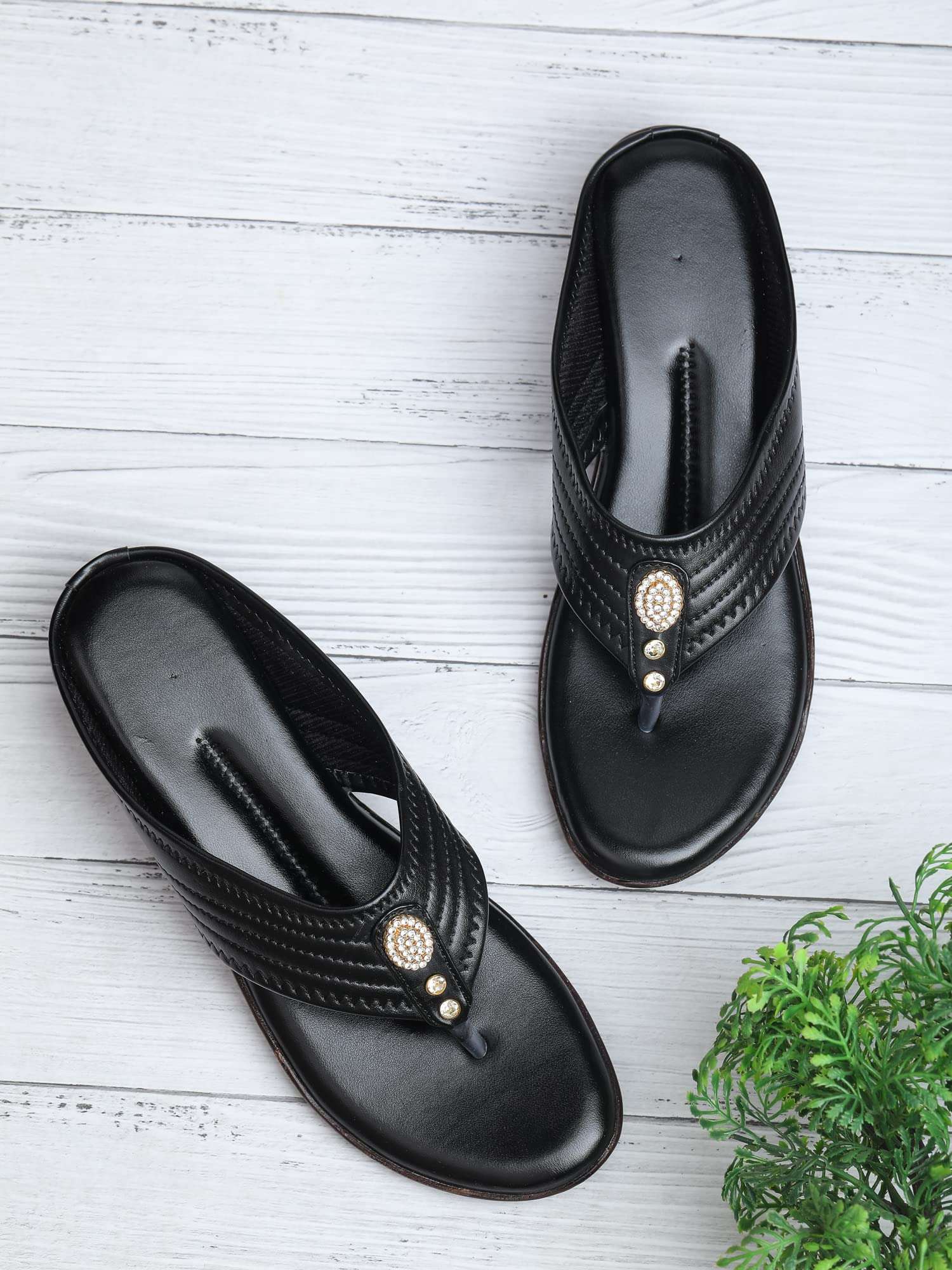 Bootco Flat for Womens & Ledies Attractive Silver Nag Design With Comfortable Soft Feel During Wearing This Trending Black Color Easy To Fitt Flat Slipper 2